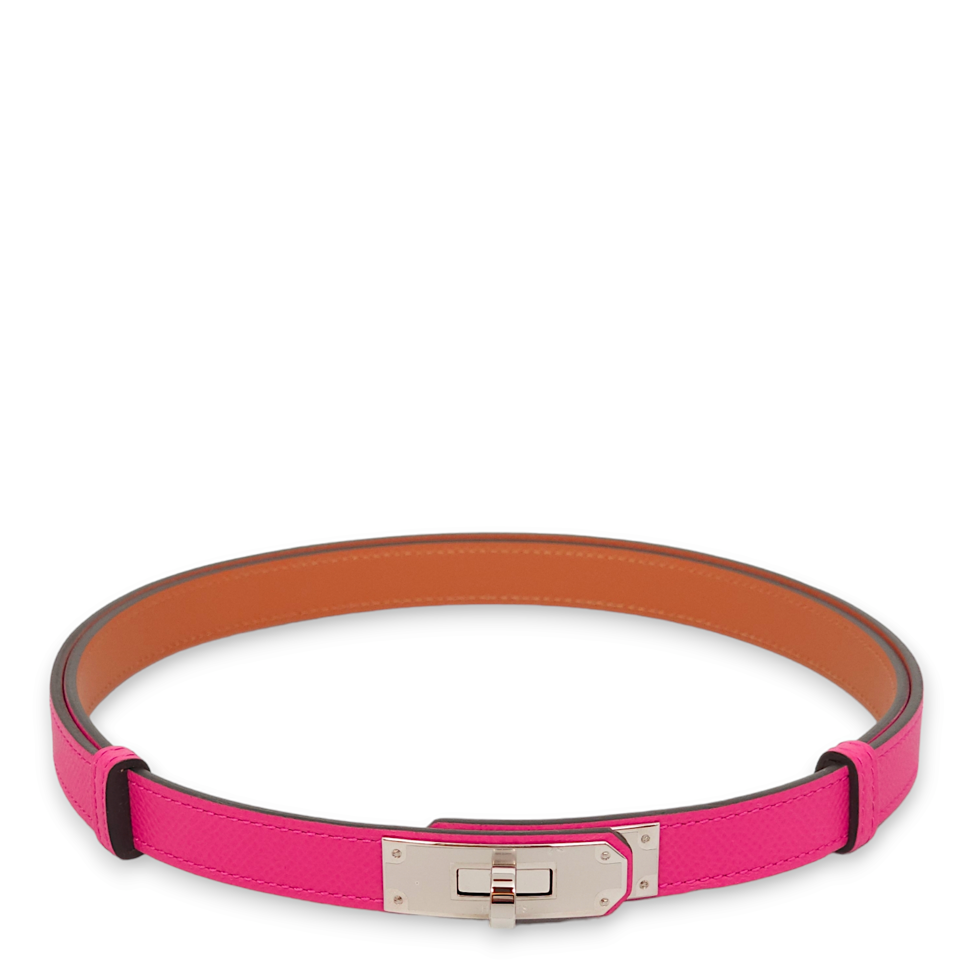 Hermès Kelly 18 18 Rose Mexico Belt in Epsom, Palladium