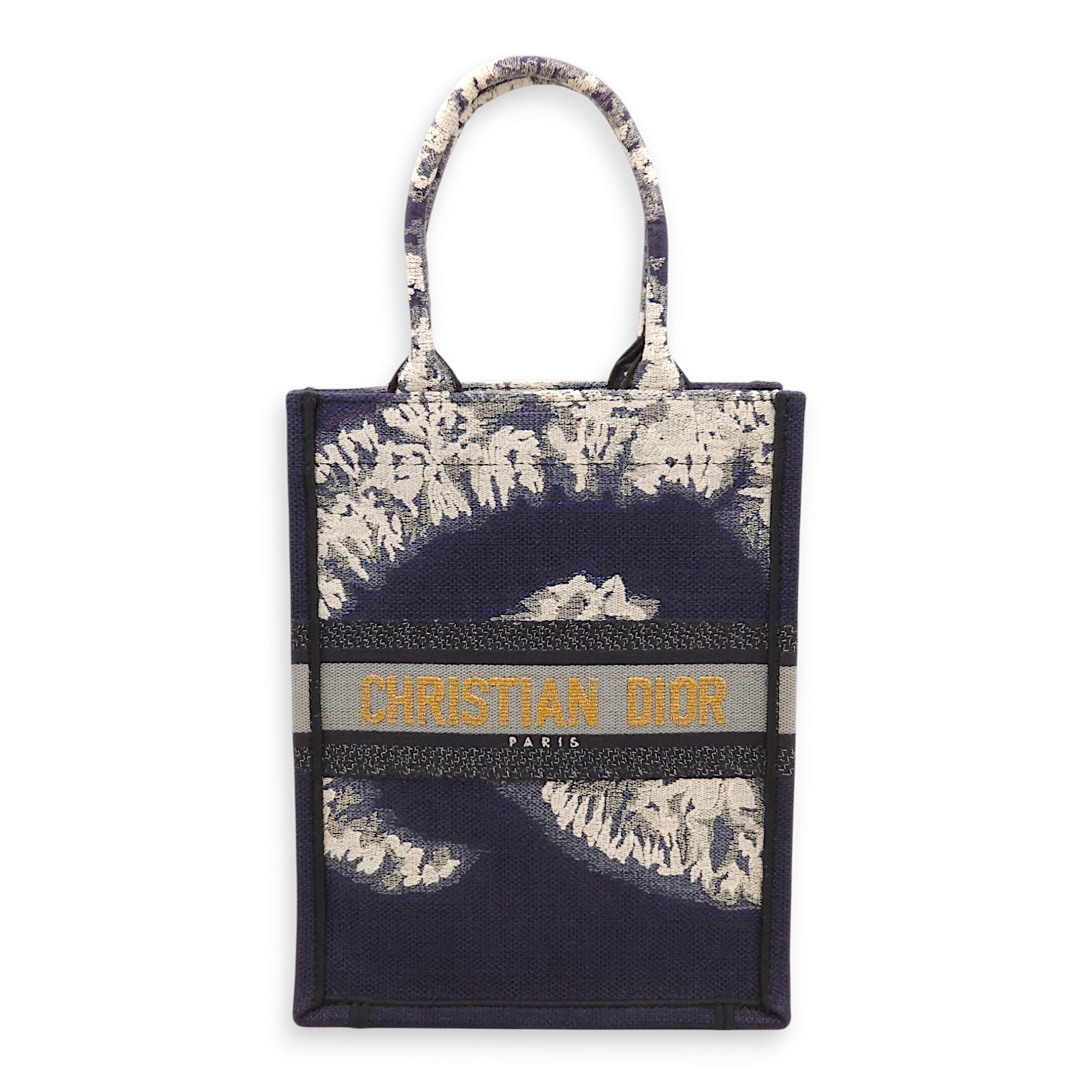 Christian Dior Vertical Book Tote Blue Top Handle Bag in Canvas