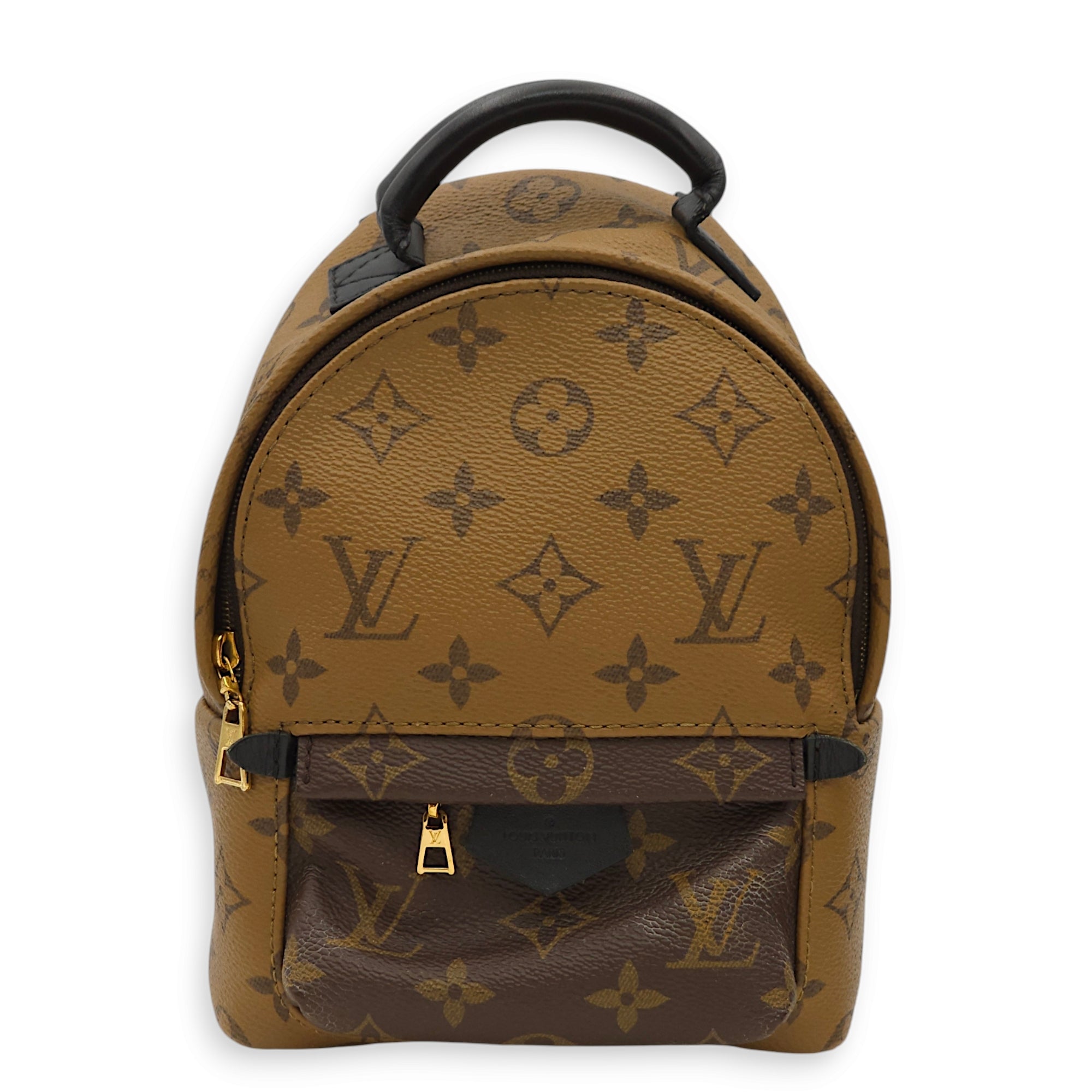 Louis Vuitton Palm Springs Mini Reverse Monogram Backpack in Monogram Coated Canvas Gold hardware Singapore