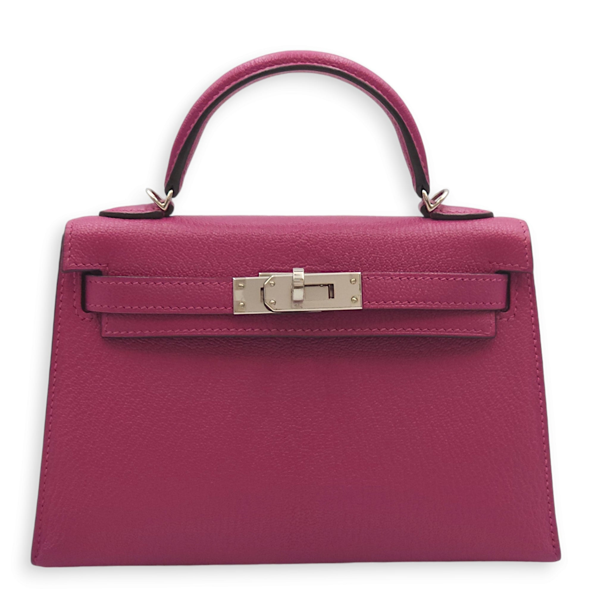 Hermes Kelly 20 Rose Pourpre in Chevre Leather Palladium hardware Singapore