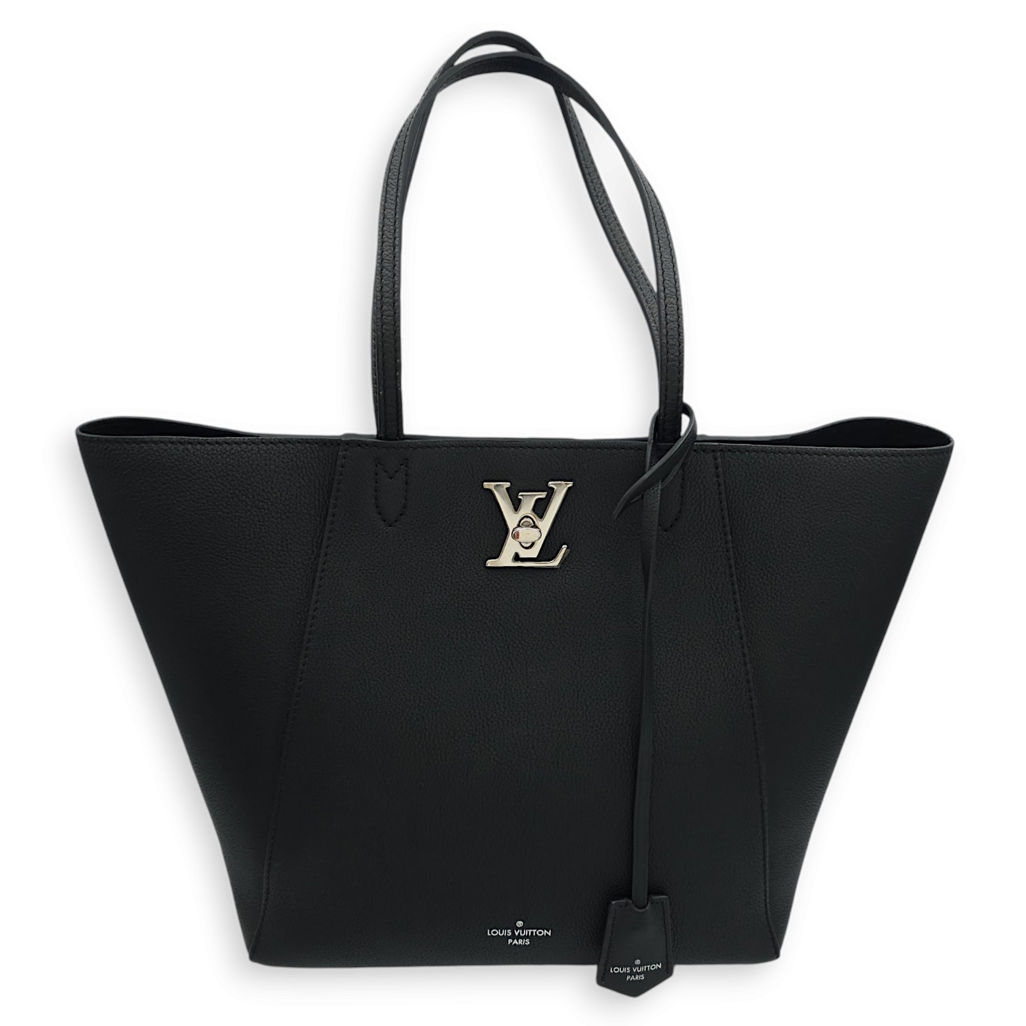 Lockme Cabas 41 27x27x16.5cm Noir Shoulder Bag in Calfskin Silver hardware