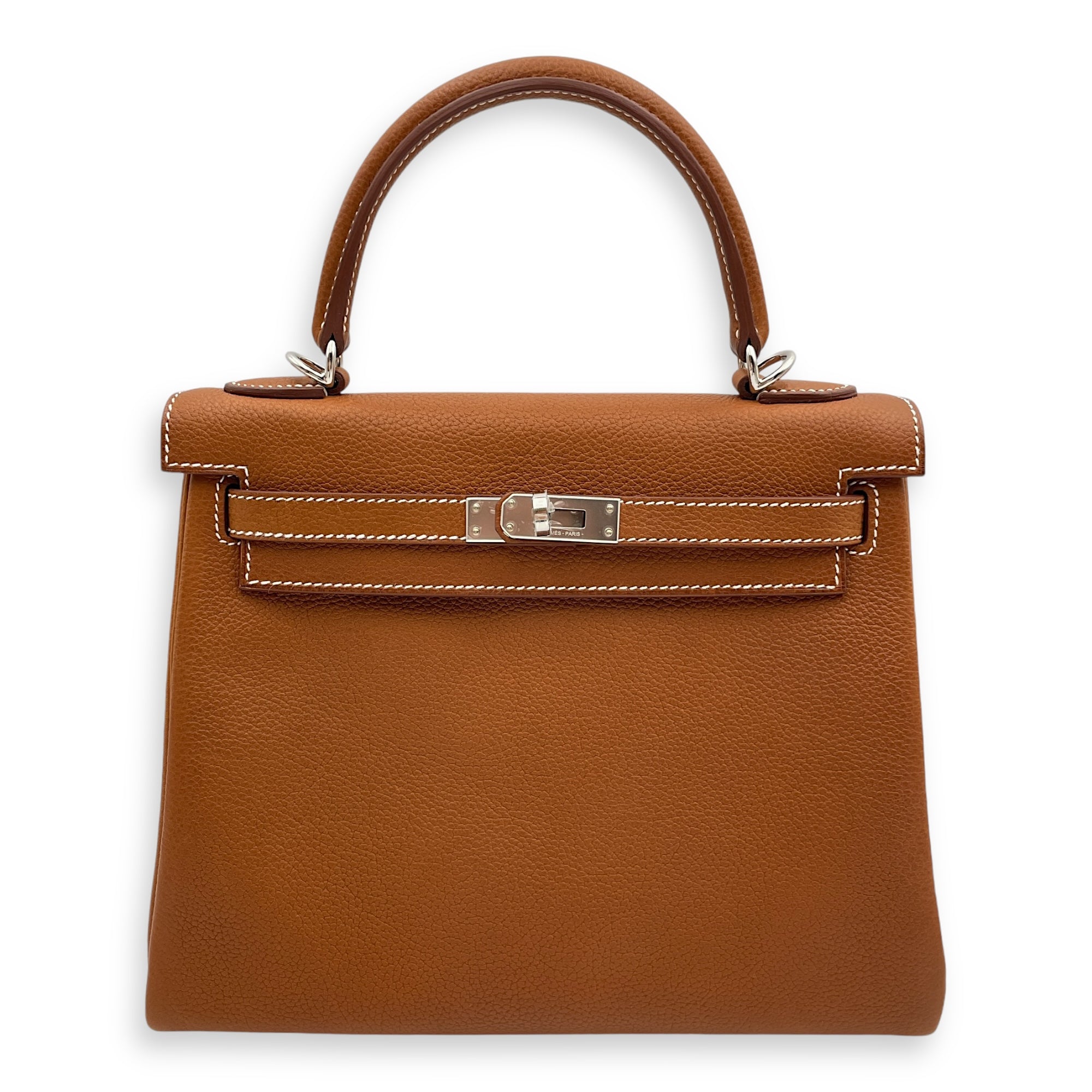 Kelly 25 Fauve in Barenia Faubourg Palladium hardware