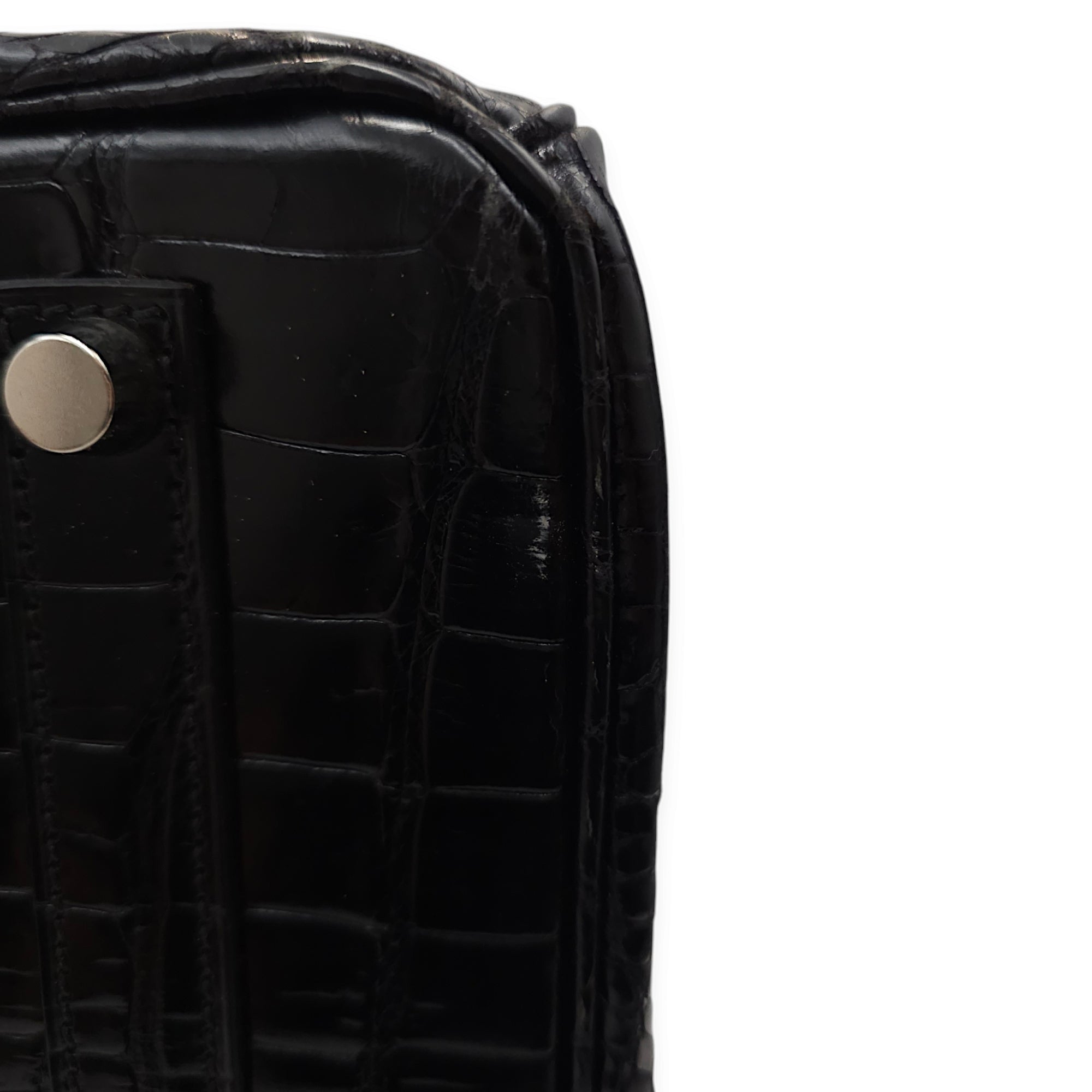 Birkin 35 Black in Shiny Porosus, Palladium hardware
