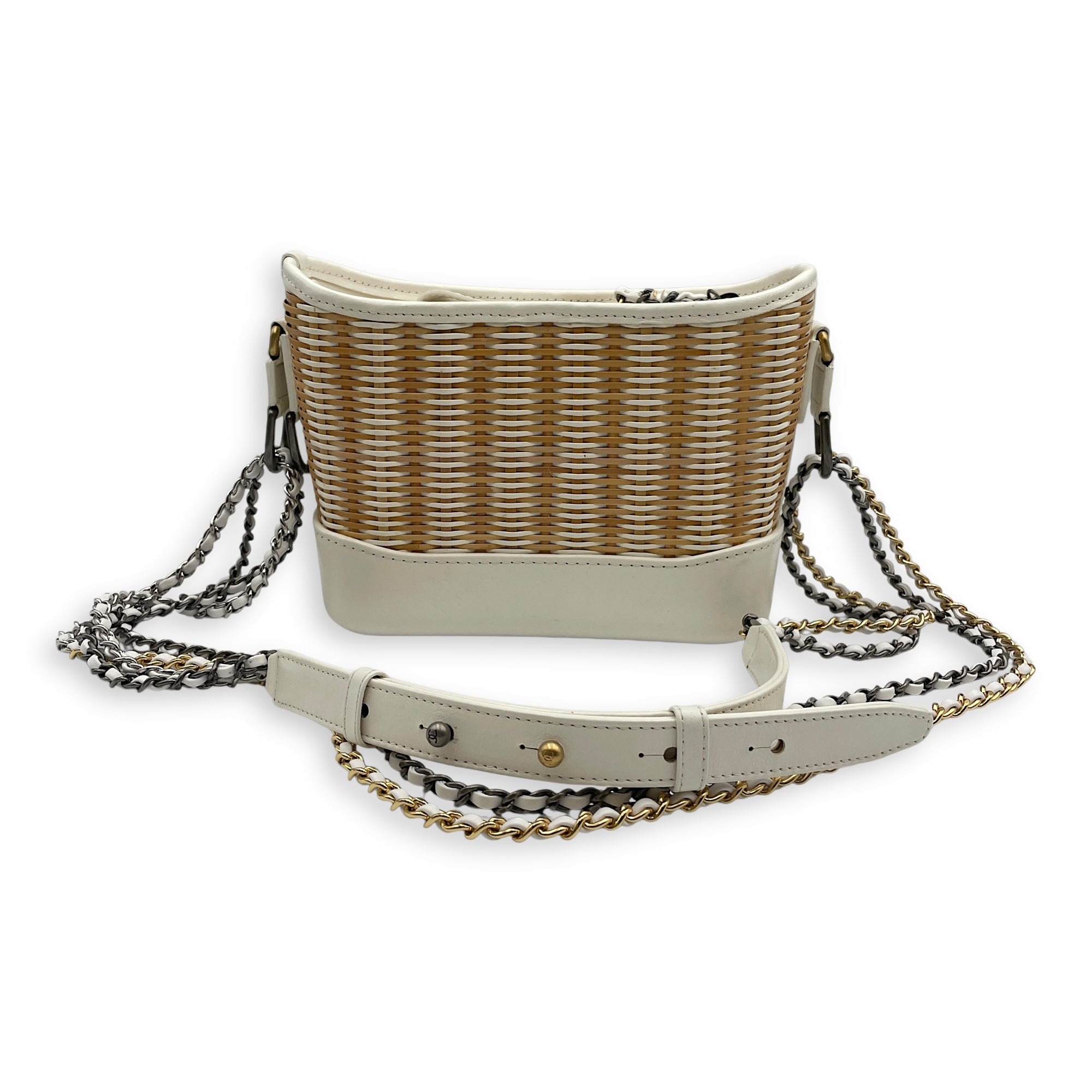 Gabrielle Wicker Small Multi-colour Shoulder Bag in Rattan, Calf, 3-Tone hardware