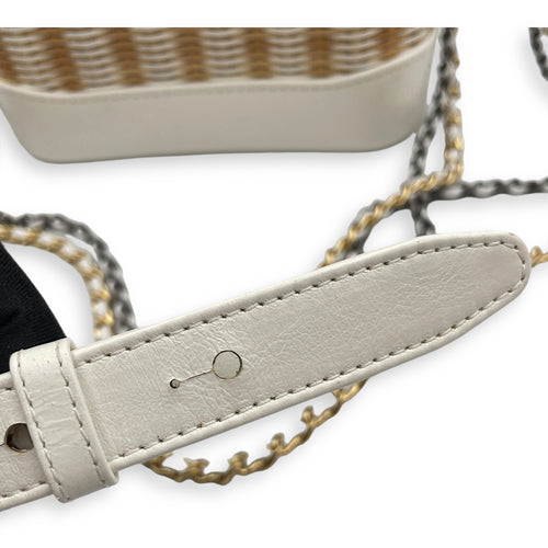 Gabrielle Wicker Small Multi-colour Shoulder Bag in Rattan, Calf, 3-Tone hardware