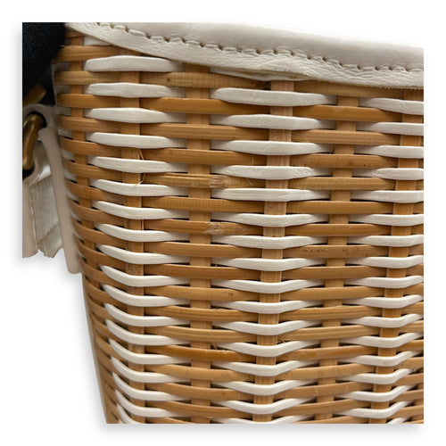 Gabrielle Wicker Small Multi-colour Shoulder Bag in Rattan, Calf, 3-Tone hardware