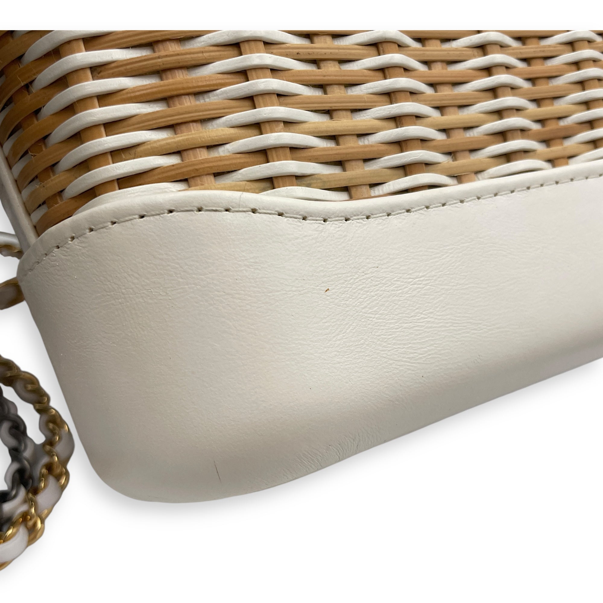 Gabrielle Wicker Small Multi-colour Shoulder Bag in Rattan, Calf, 3-Tone hardware