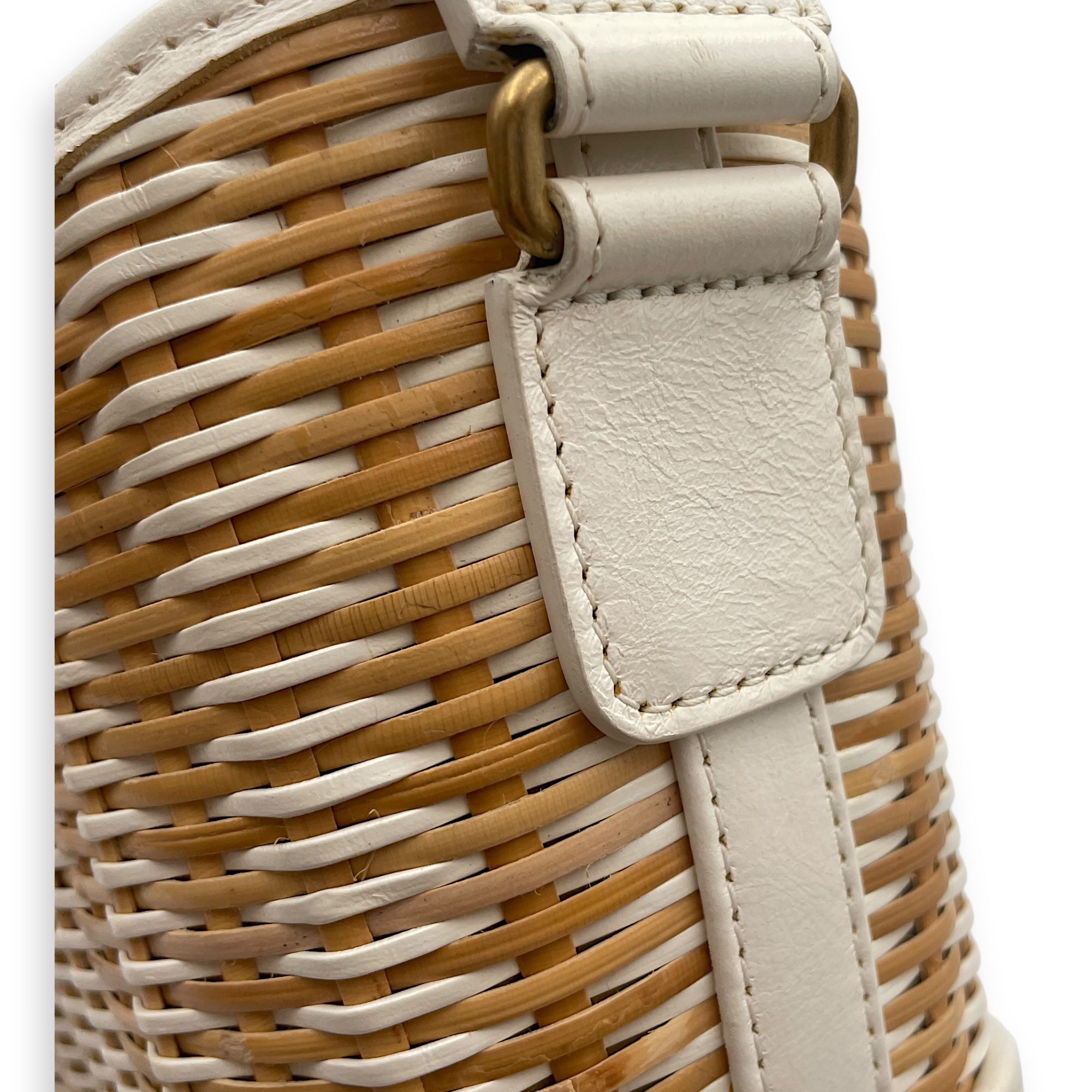 Gabrielle Wicker Small Multi-colour Shoulder Bag in Rattan, Calf, 3-Tone hardware