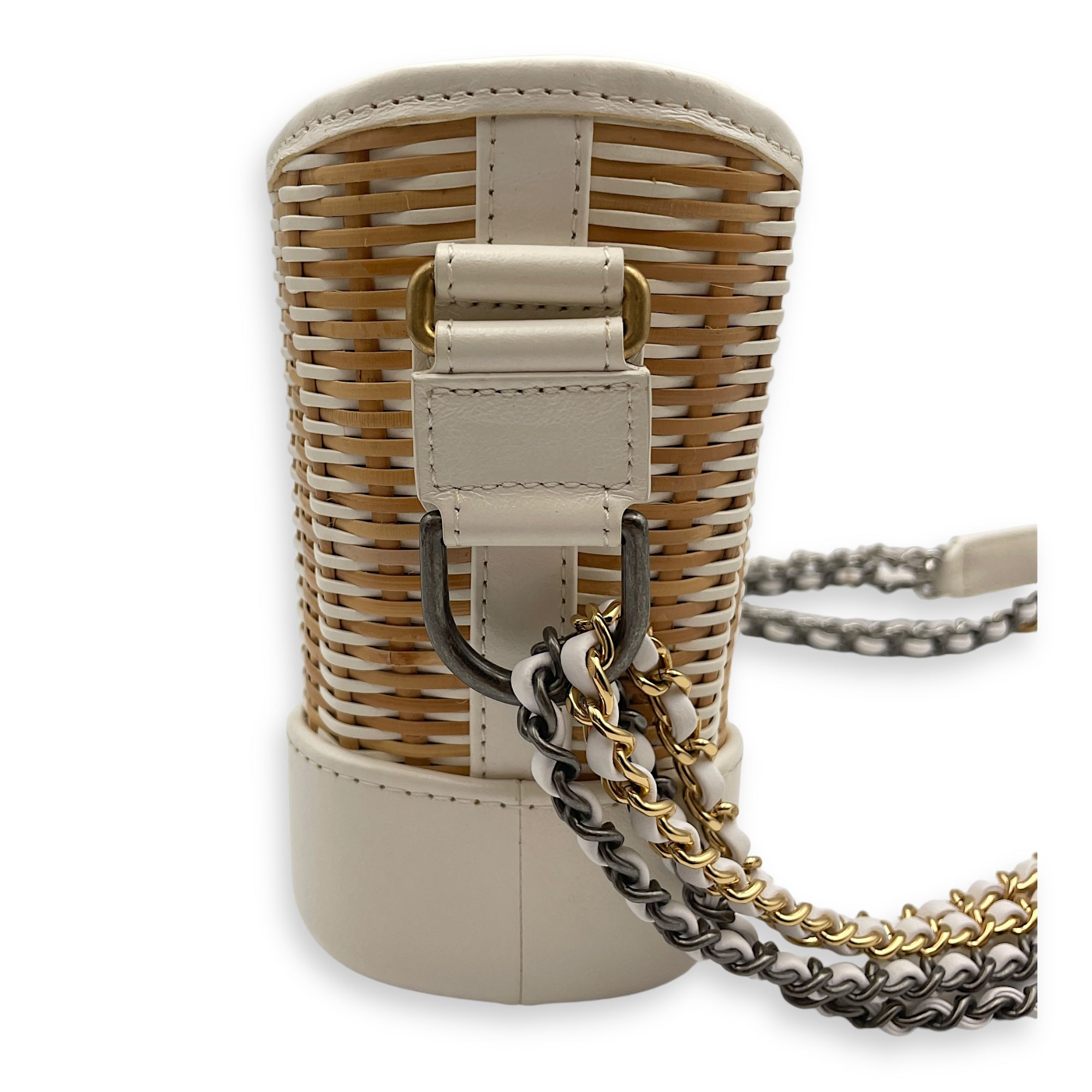 Gabrielle Wicker Small Multi-colour Shoulder Bag in Rattan, Calf, 3-Tone hardware