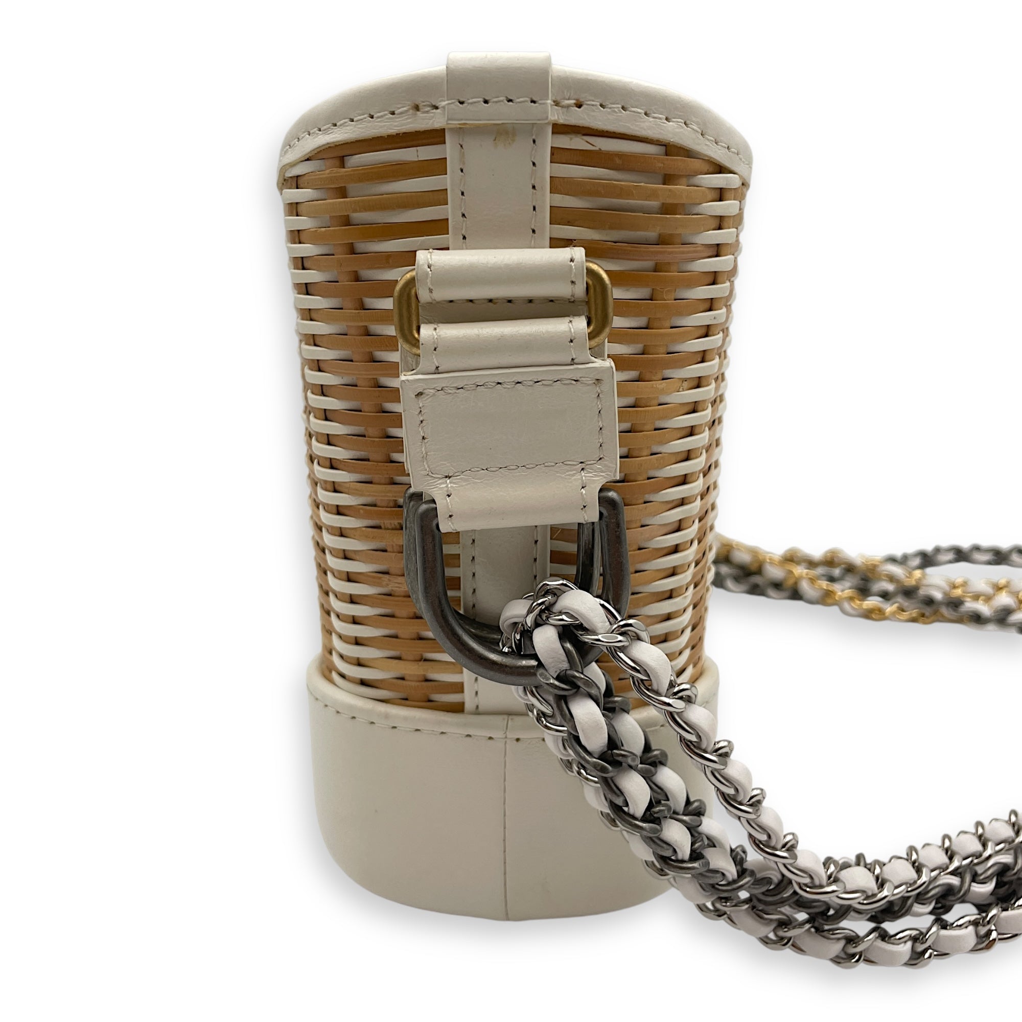 Gabrielle Wicker Small Multi-colour Shoulder Bag in Rattan, Calf, 3-Tone hardware