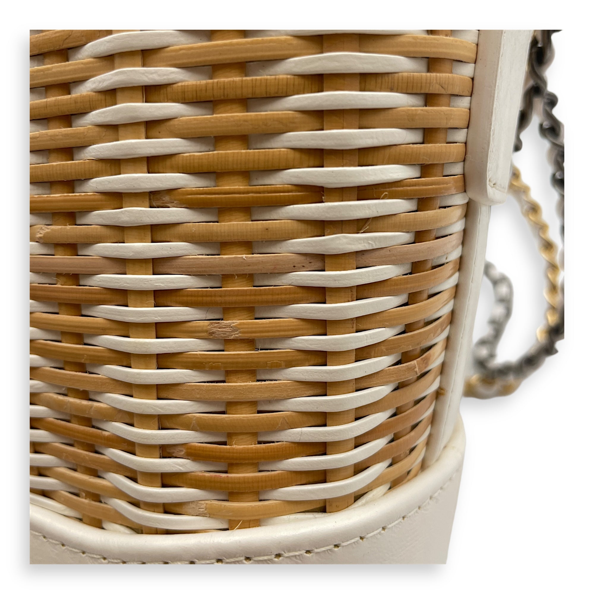 Gabrielle Wicker Small Multi-colour Shoulder Bag in Rattan, Calf, 3-Tone hardware