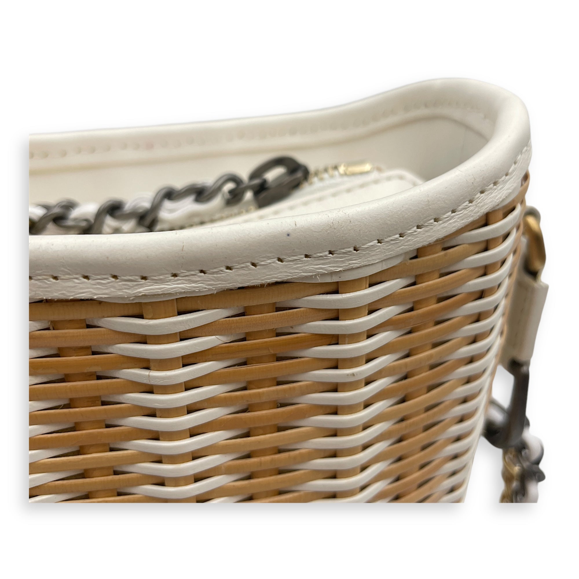 Gabrielle Wicker Small Multi-colour Shoulder Bag in Rattan, Calf, 3-Tone hardware