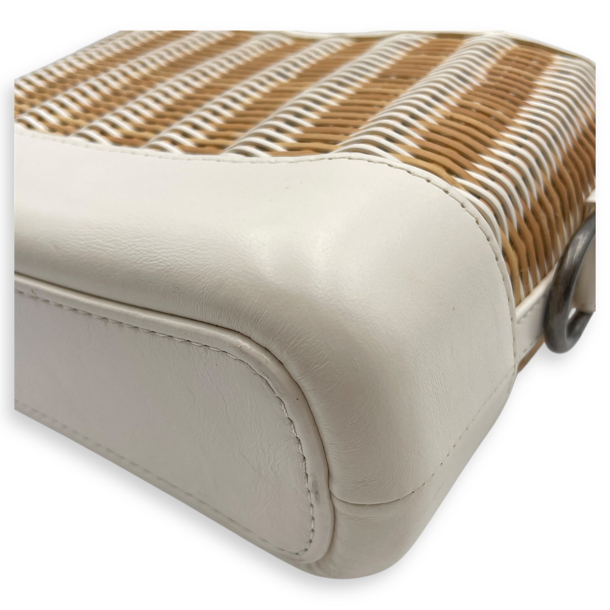 Gabrielle Wicker Small Multi-colour Shoulder Bag in Rattan, Calf, 3-Tone hardware