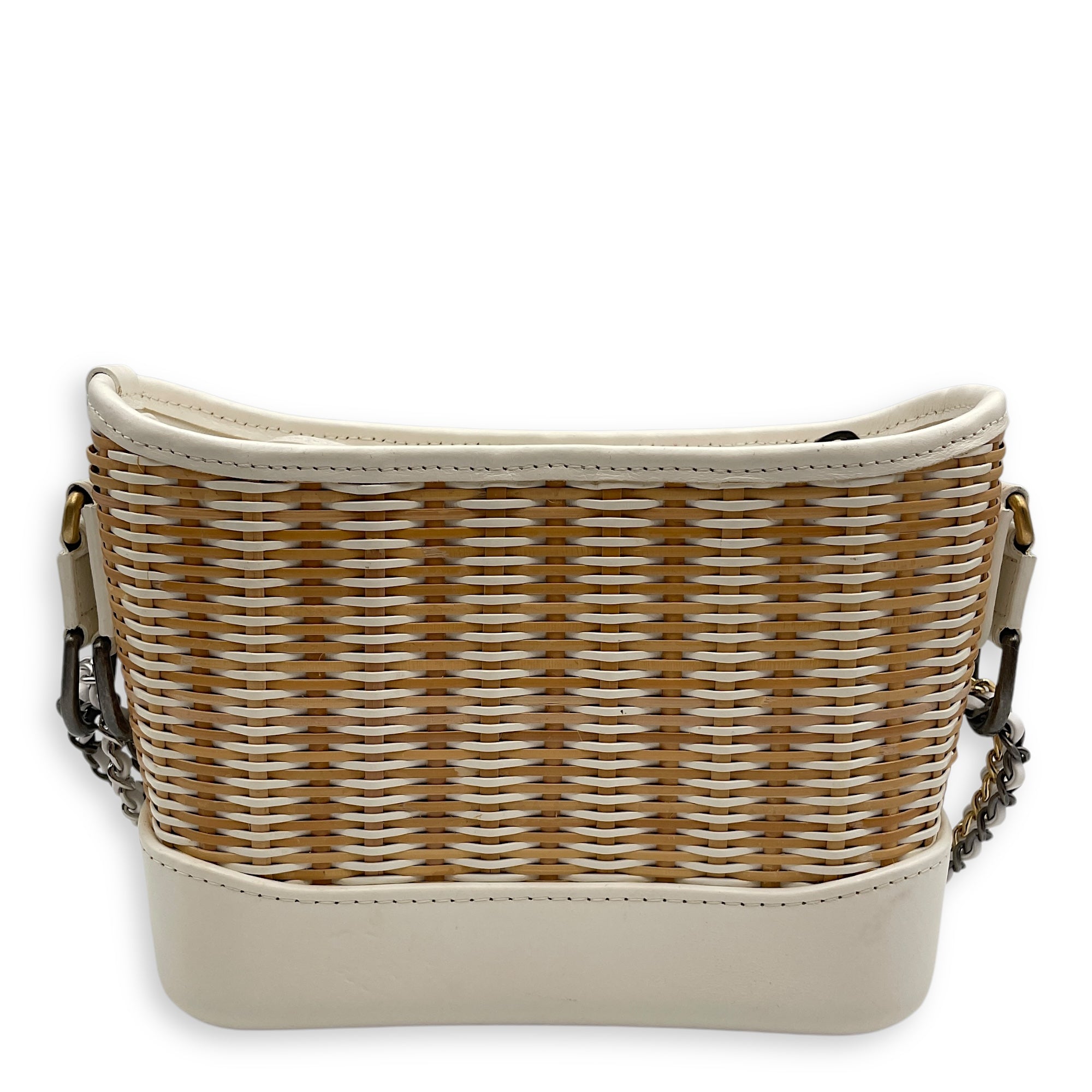Gabrielle Wicker Small Multi-colour Shoulder Bag in Rattan, Calf, 3-Tone hardware