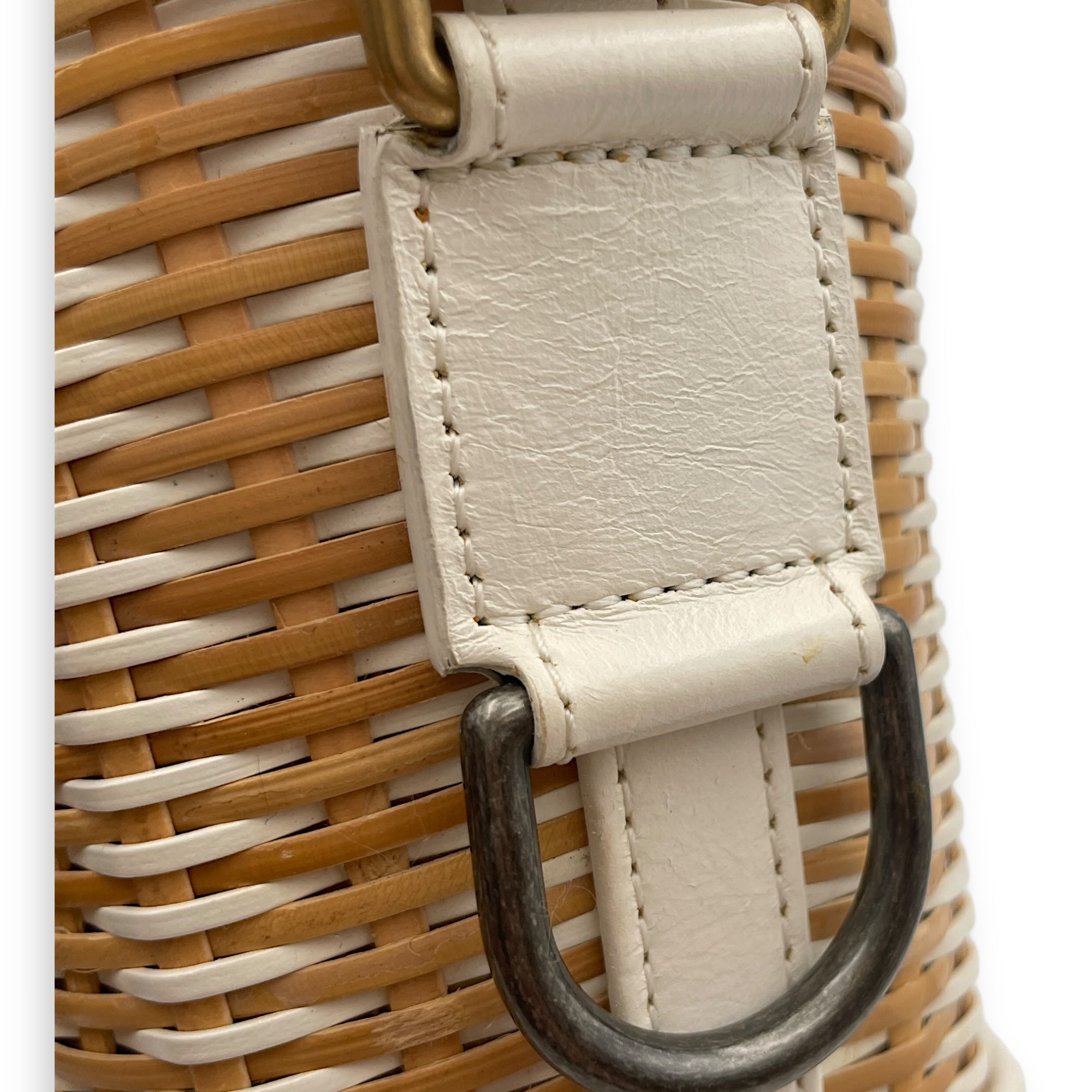 Gabrielle Wicker Small Multi-colour Shoulder Bag in Rattan, Calf, 3-Tone hardware