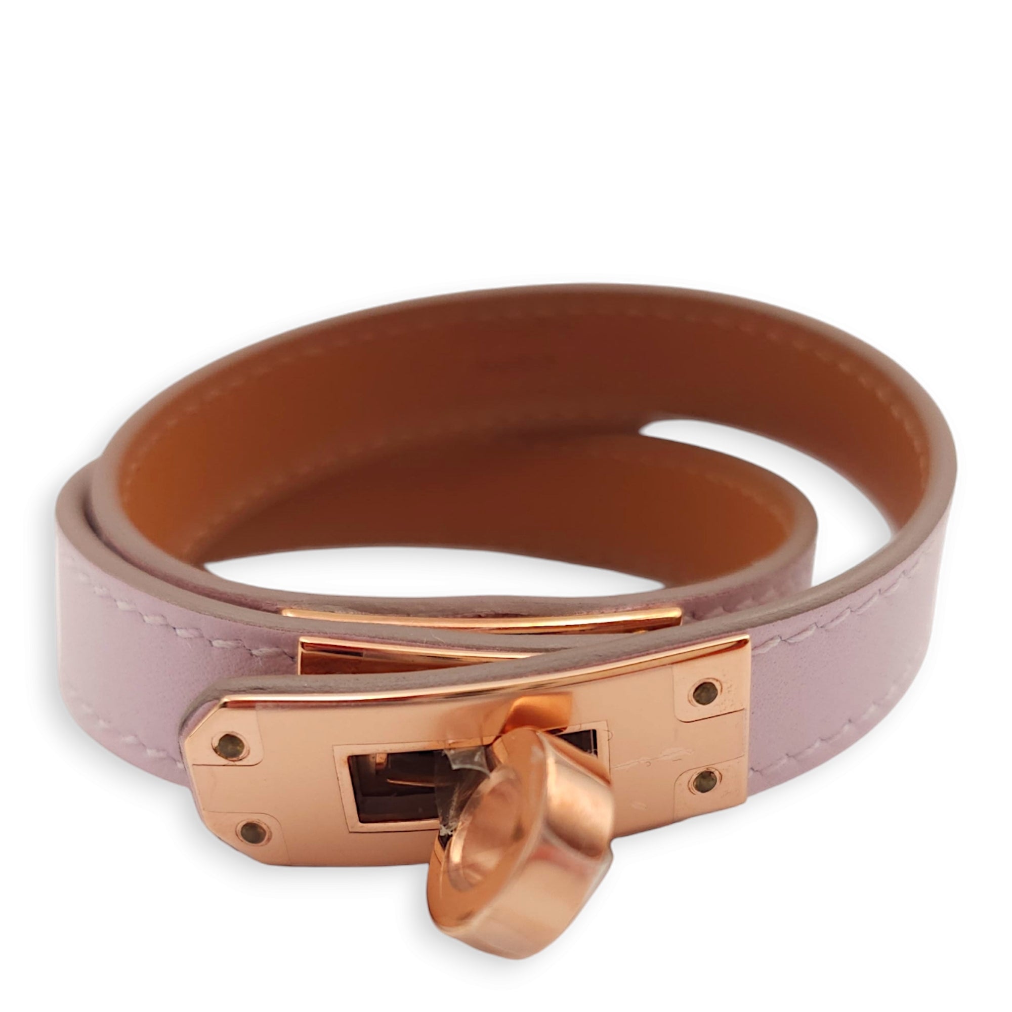 Hermès Kelly Double Tour T2 Mauve Pale Bracelet in Swift, Rose
