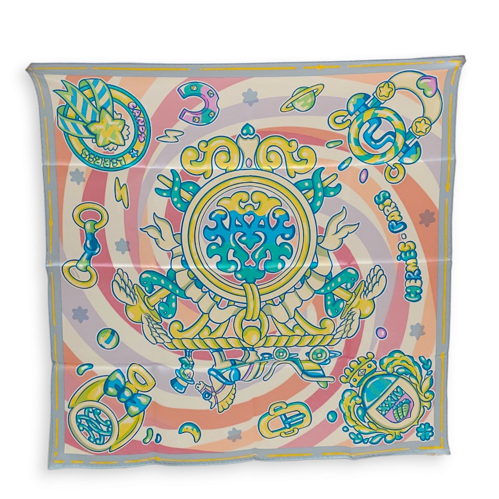 Hermès Candy Libris 70 Rose/Turquoise/Vert Scarf Singapore