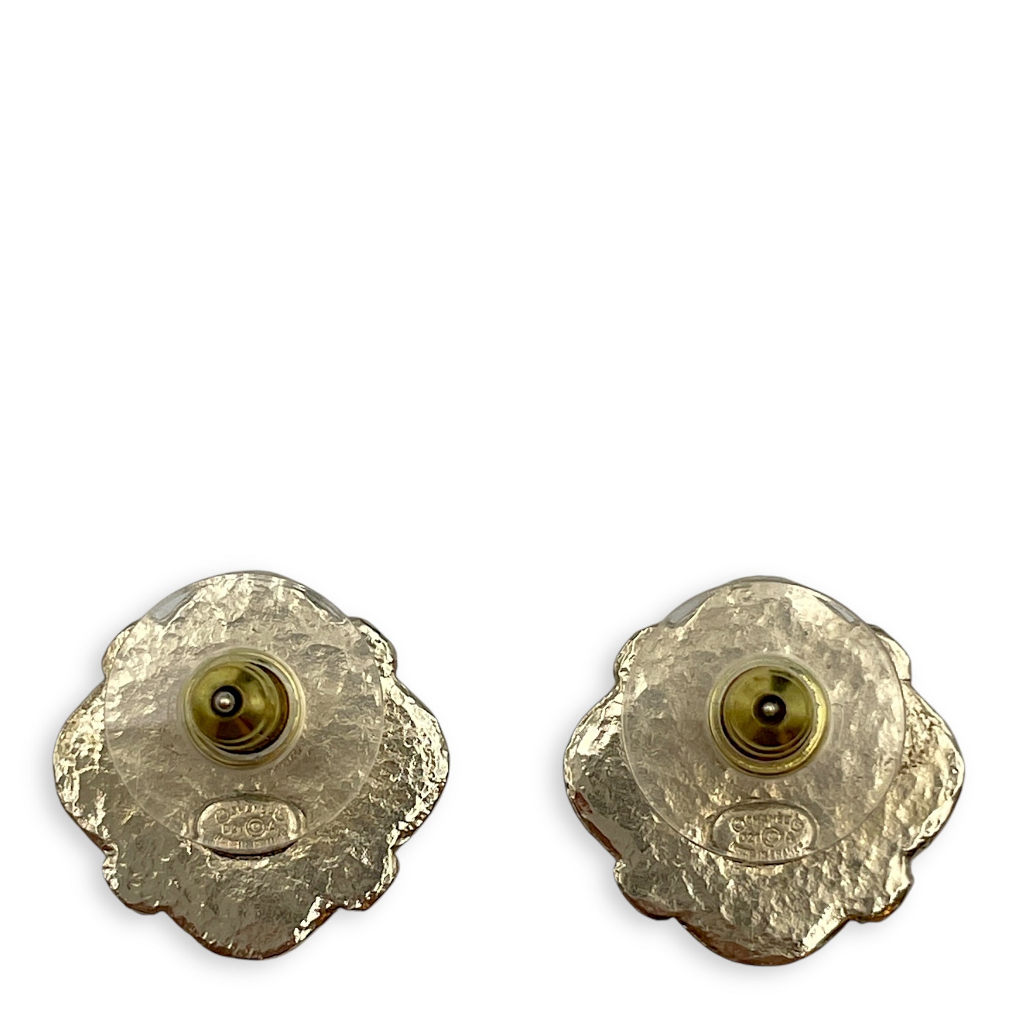 21A CC Logo Enamel Ear Studs 1.5x1.5cm Costume Jewellery in Black