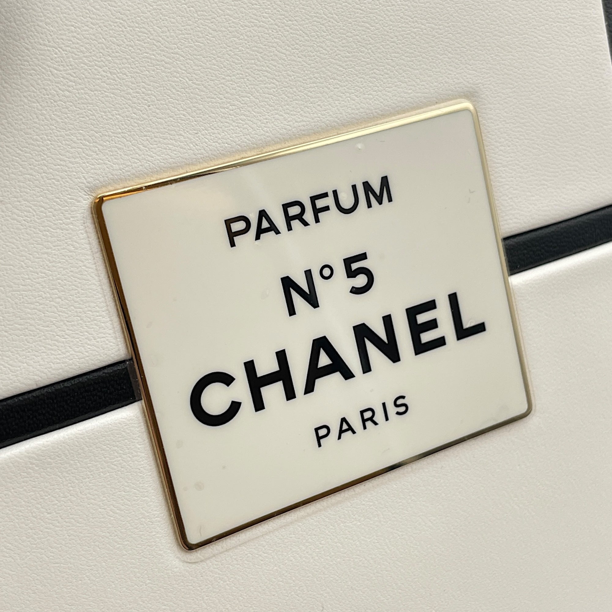 Chanel No.5 Parfum Box Black/White Evening Clutch, Gold hardware