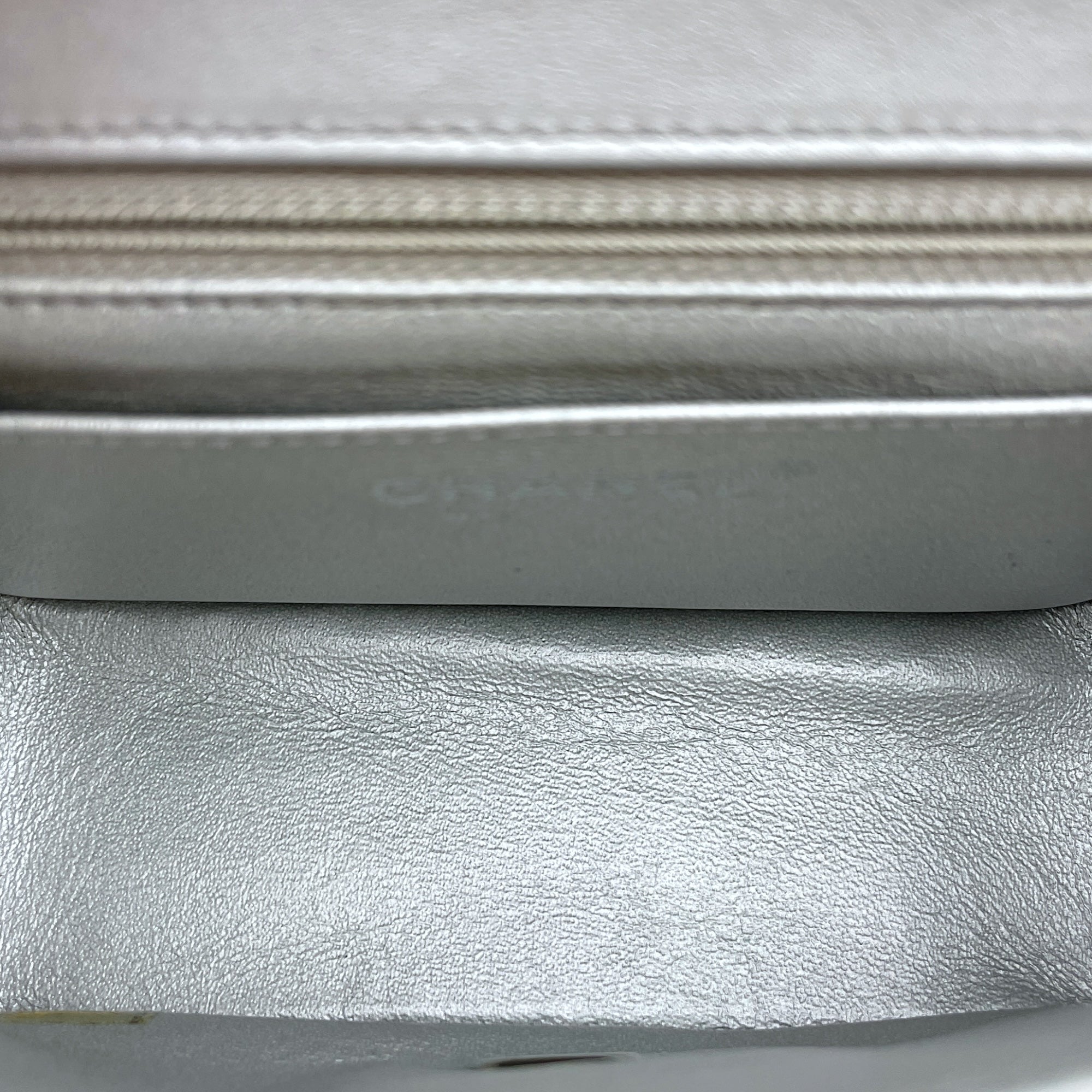 Chevron Mini Square Mini Silver Crossbody Bag in Patent Leather, Silver hardware