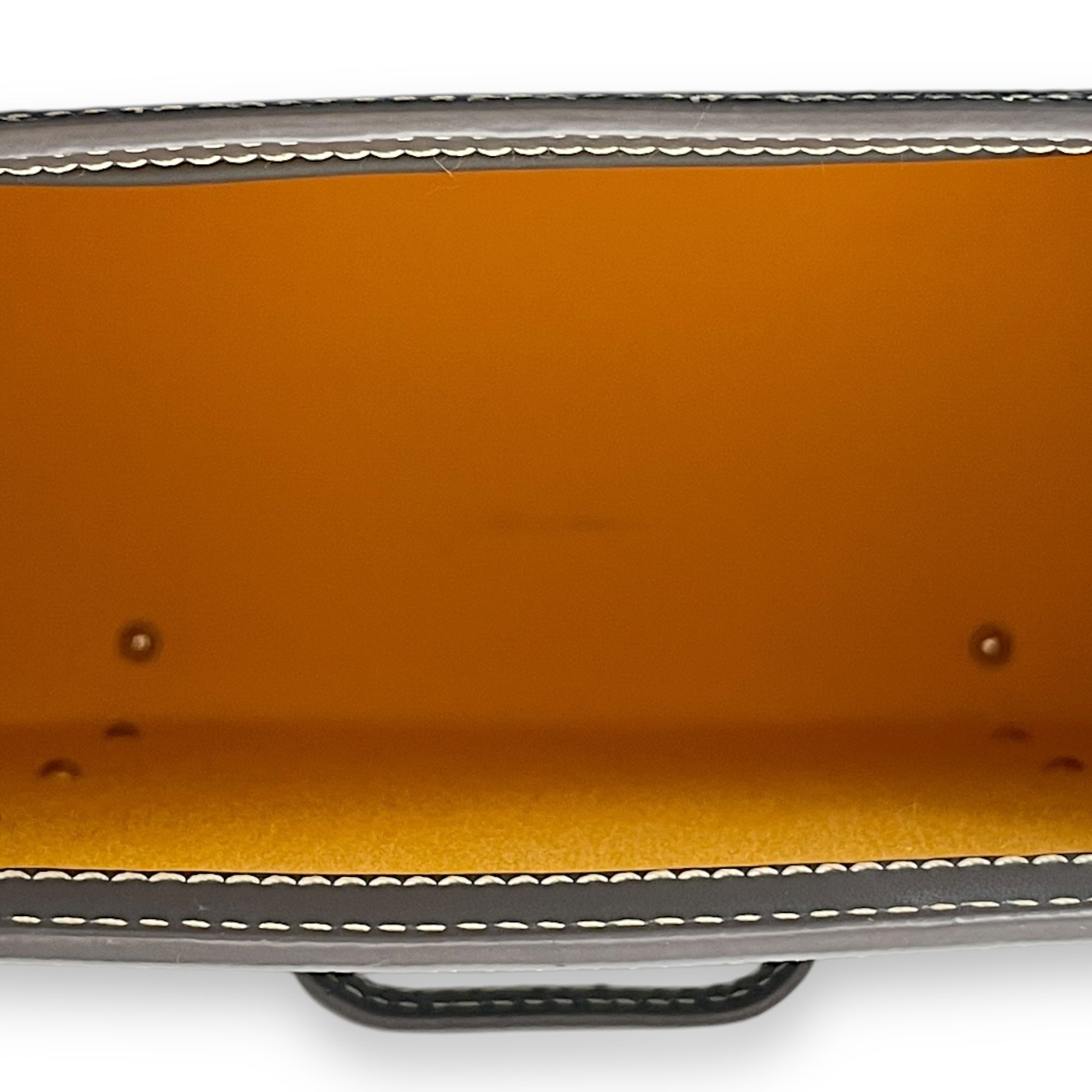 Saigon Structured Mini Grey Crossbody Bag in Goyardine canvas, beech handle, Silver hardware