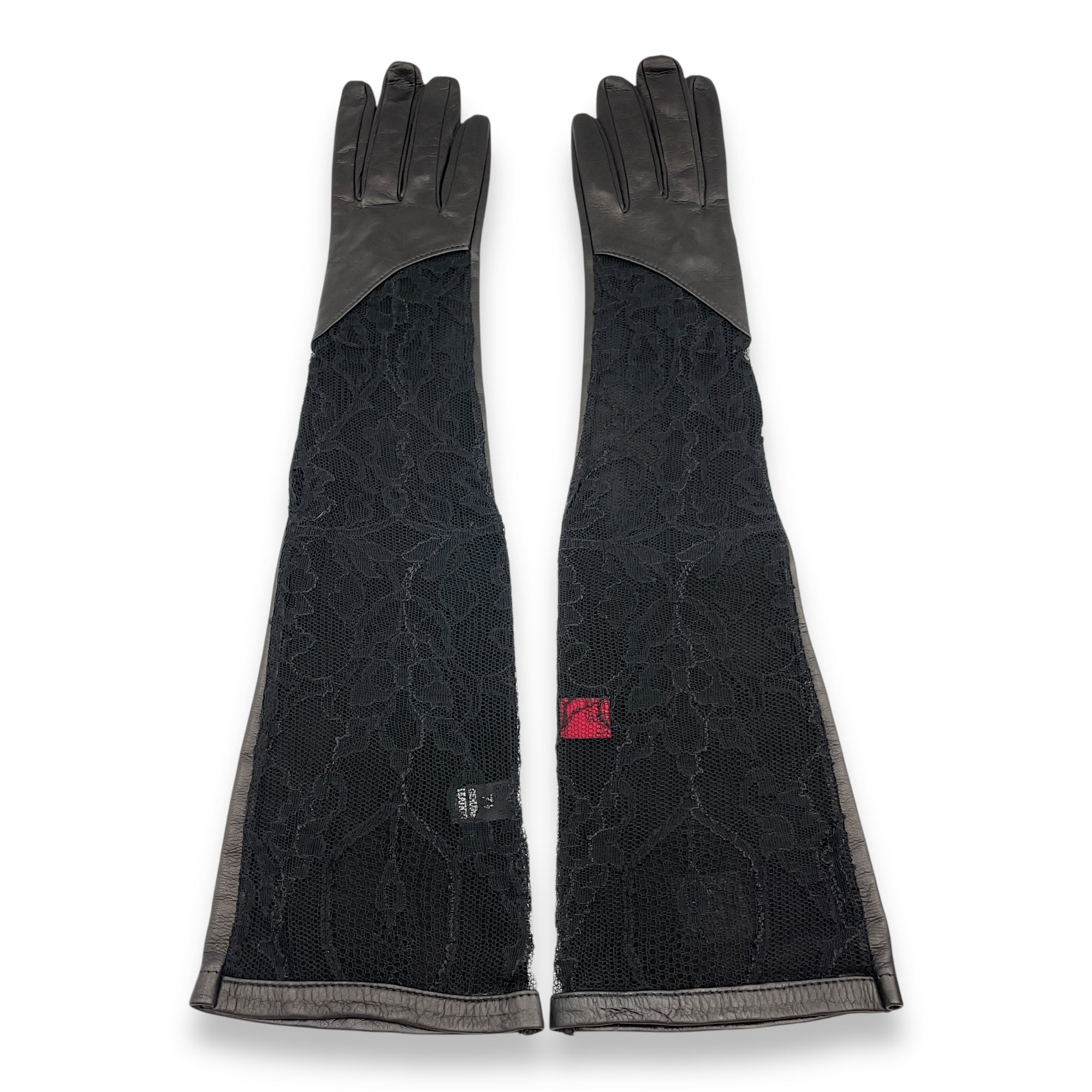 Leather and Lace 7.5 Black Gloves in Lambskin