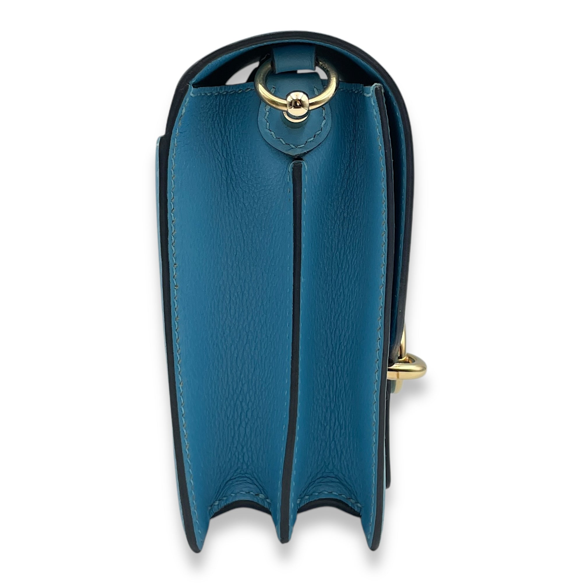 Roulis Mini Blue De Nord in Evercolor, Permabrass hardware