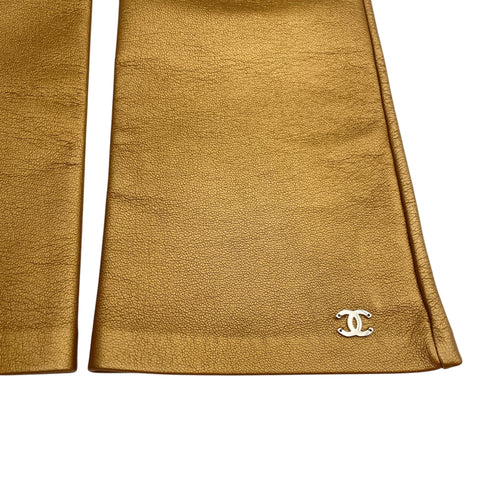 CC Full (Fingerless) 7.5 Bronze Gloves in Lambskin, Silver hardware