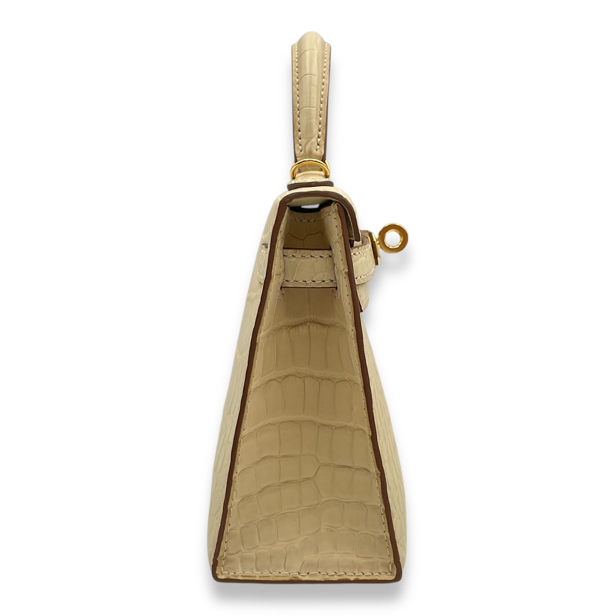 Sellier Kelly 20 Vanille in Matte Alligator, Gold hardware
