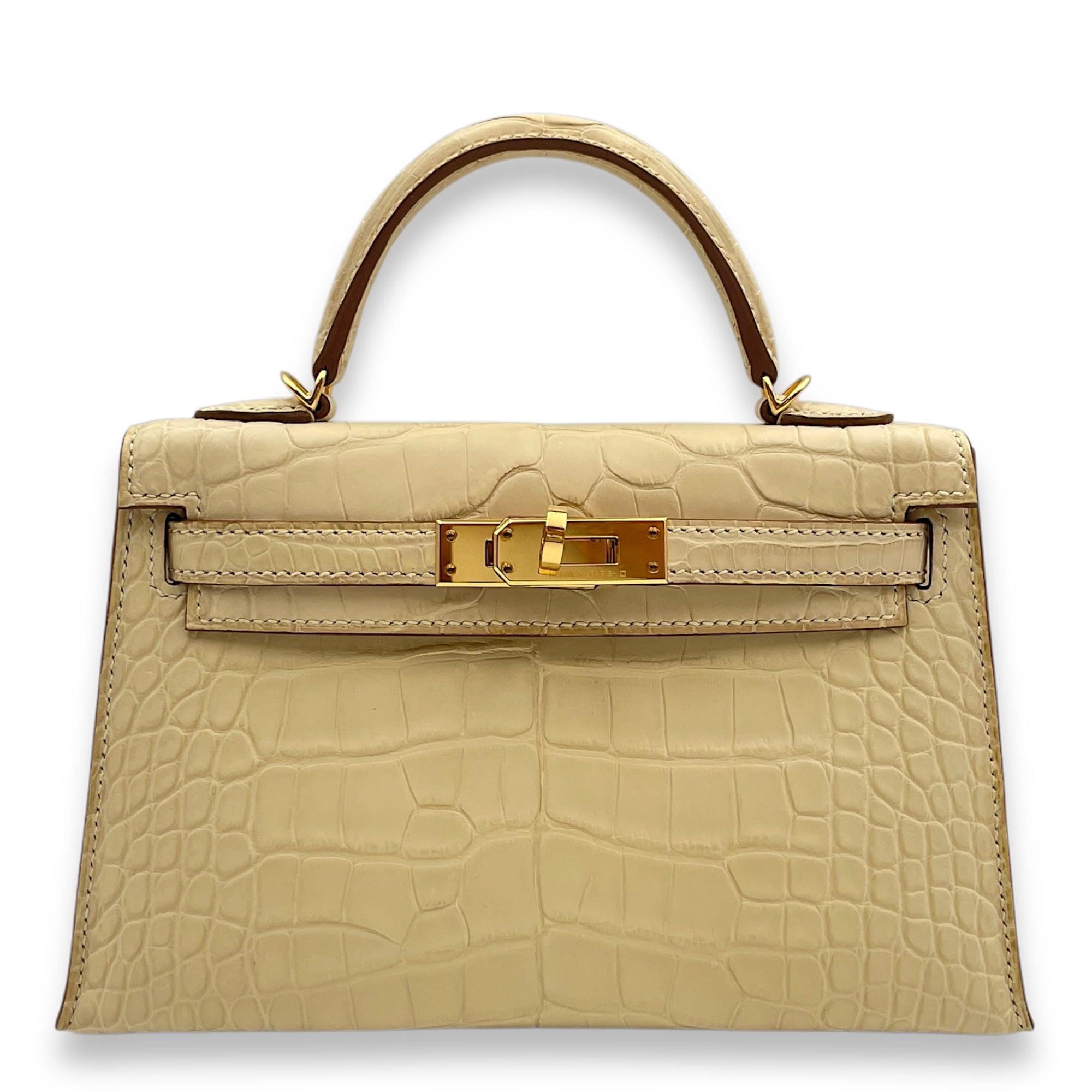Sellier Kelly 20 Vanille in Matte Alligator, Gold hardware
