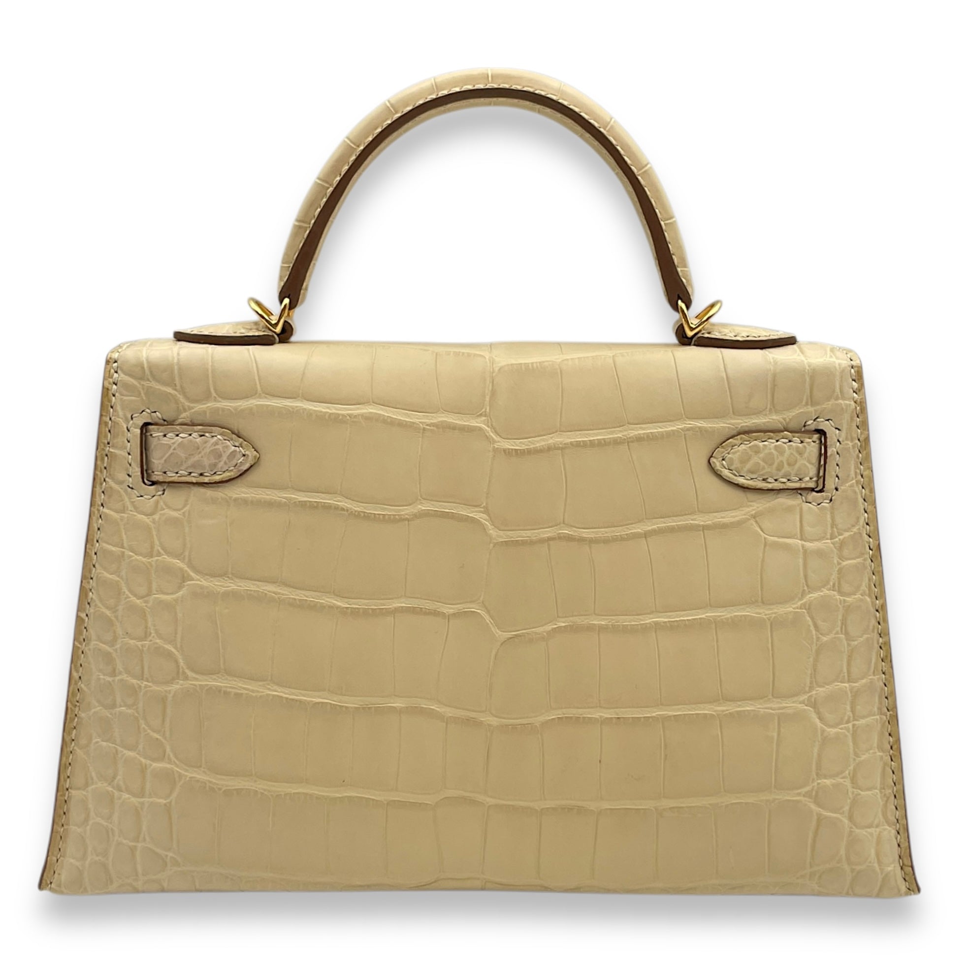 Sellier Kelly 20 Vanille in Matte Alligator, Gold hardware