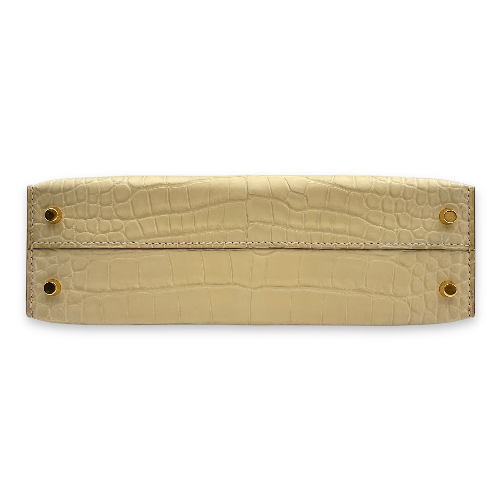 Sellier Kelly 20 Vanille in Matte Alligator, Gold hardware