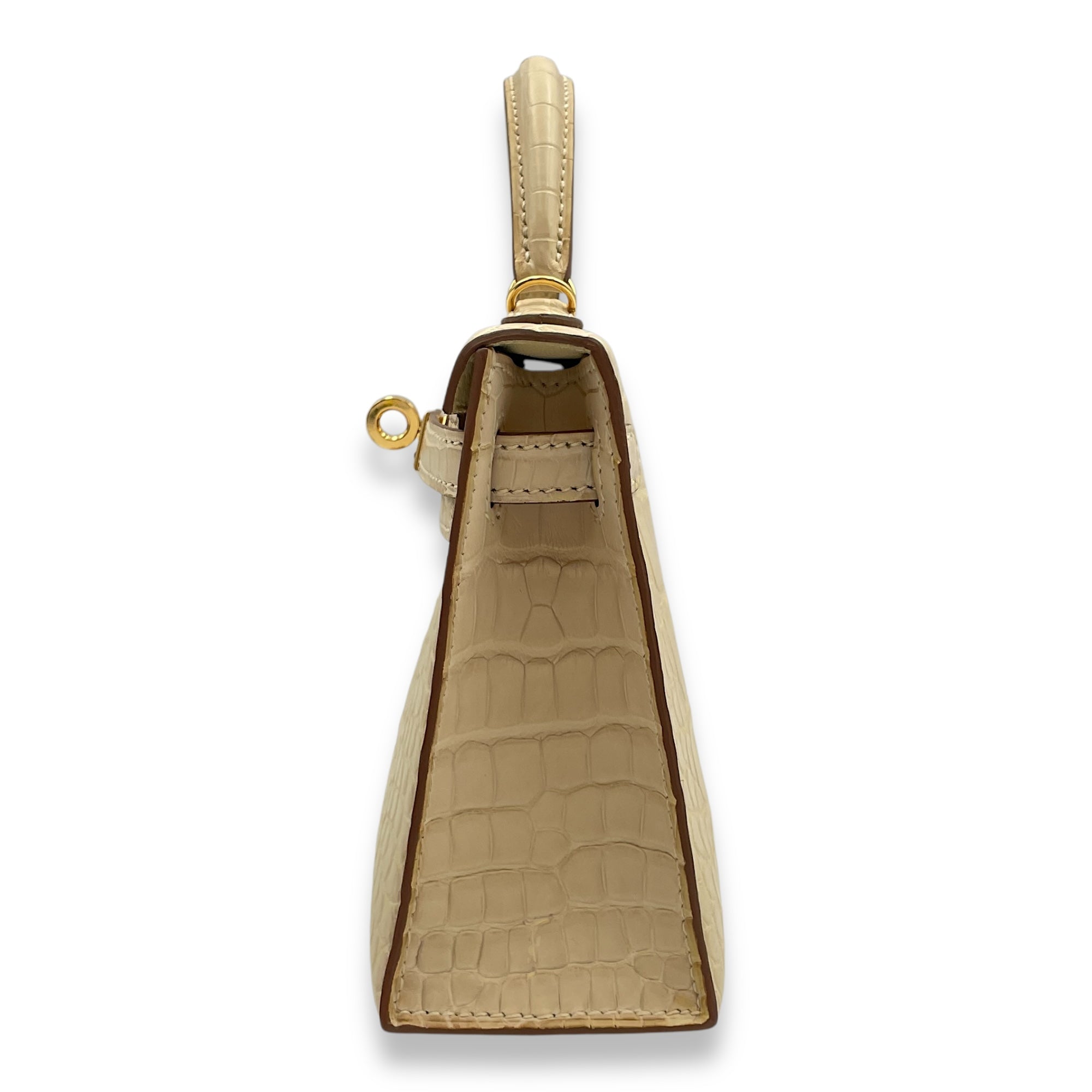 Sellier Kelly 20 Vanille in Matte Alligator, Gold hardware