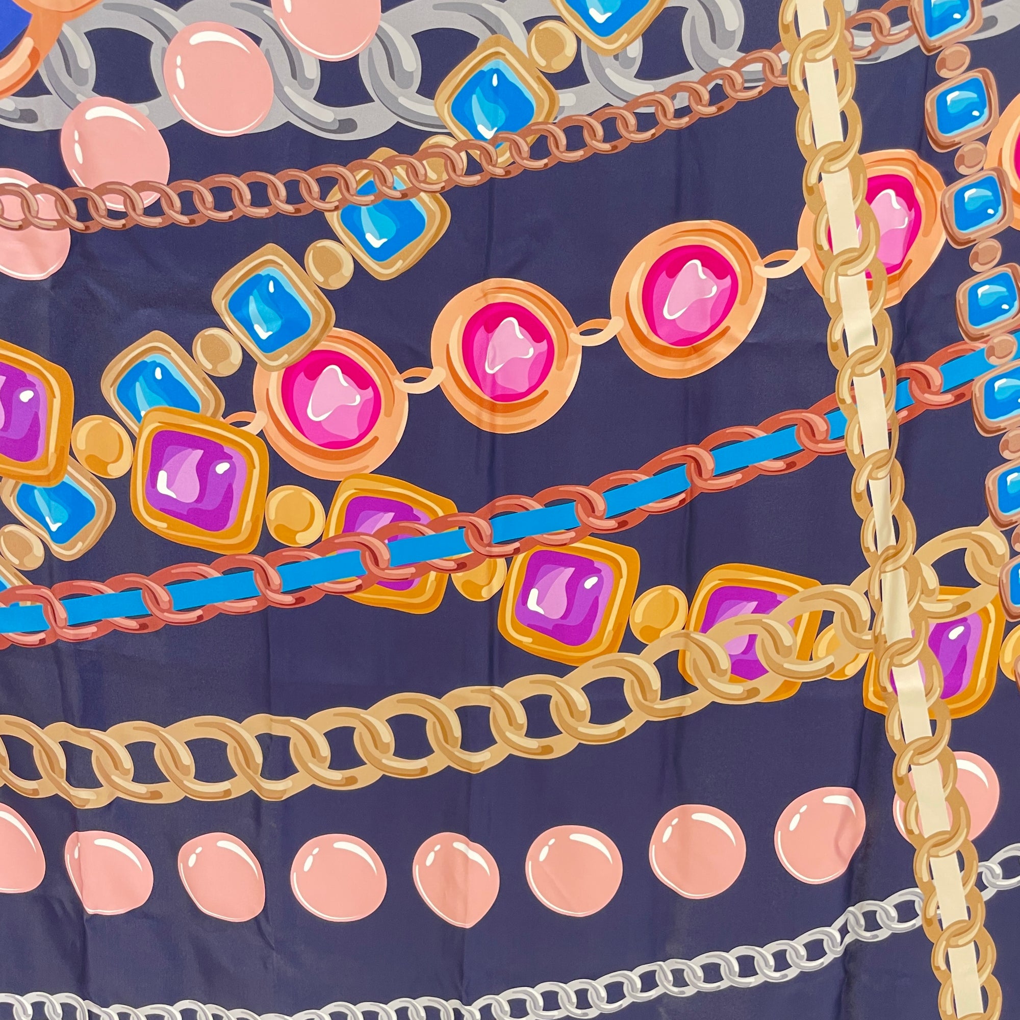 CC Chain & Jewellery Print 90x90cm Multi-colour Scarf in Silk