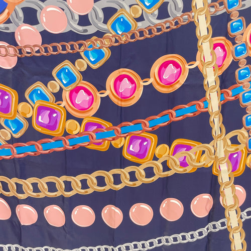 CC Chain & Jewellery Print 90x90cm Multi-colour Scarf in Silk