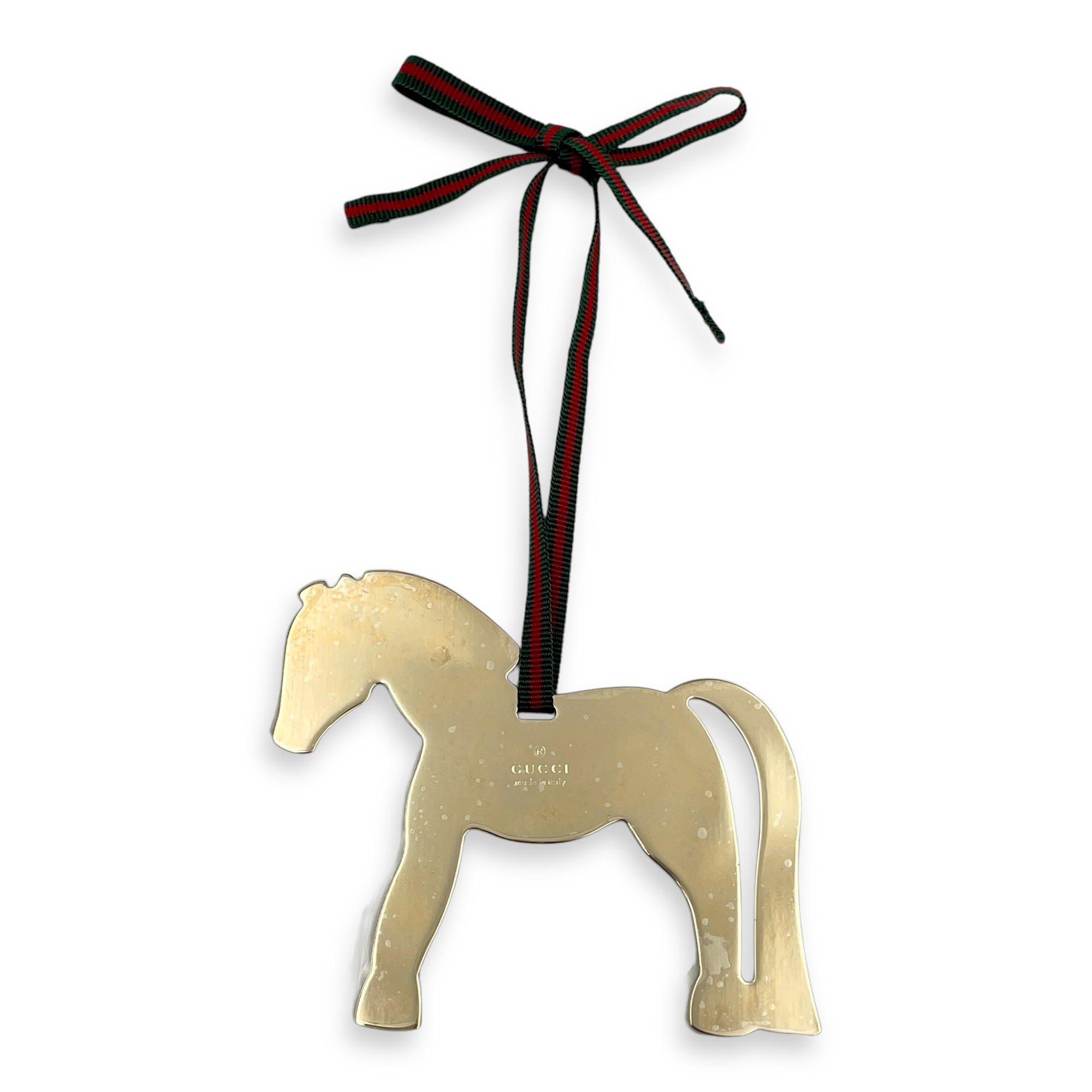 GG Horse X'mas Ornament Multi-colour Charm in Steel, Canvas Strap, Gold hardware
