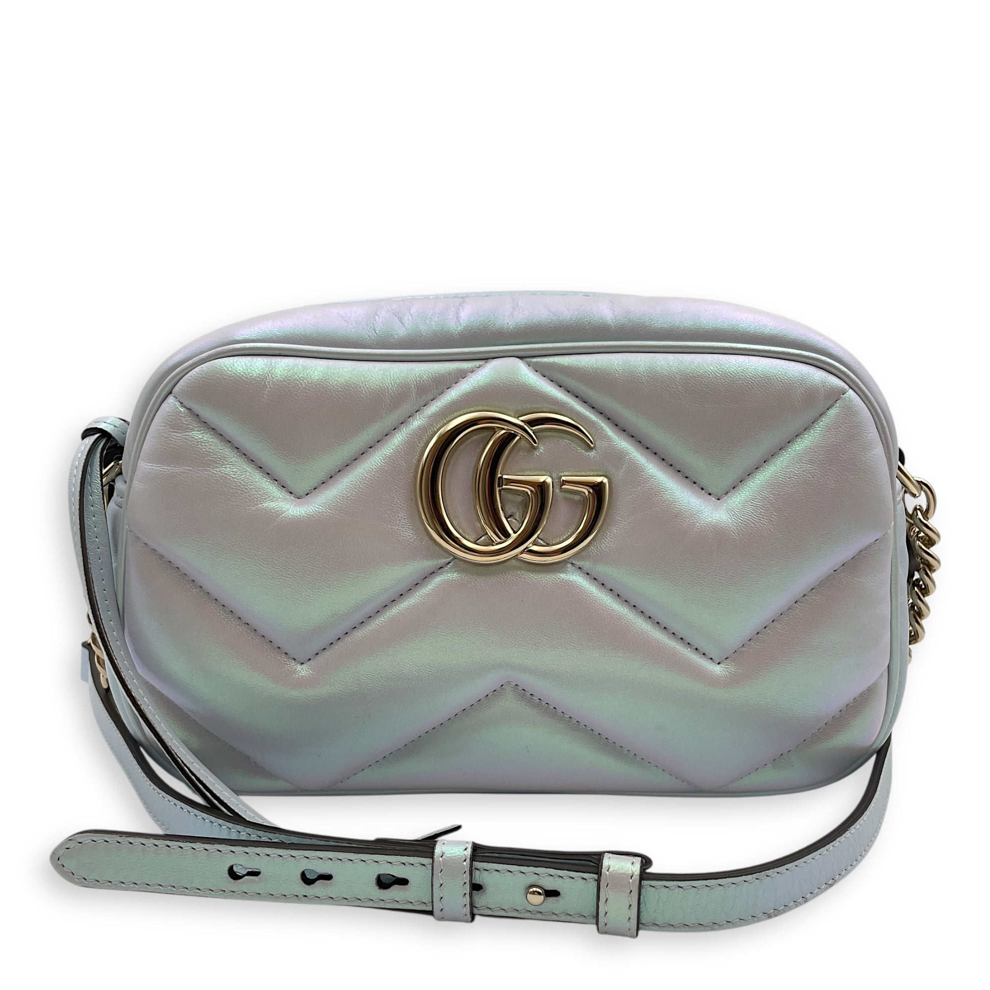 Marmont 24x14x7cm Blue Camera Bag in Calfskin, Gold hardware