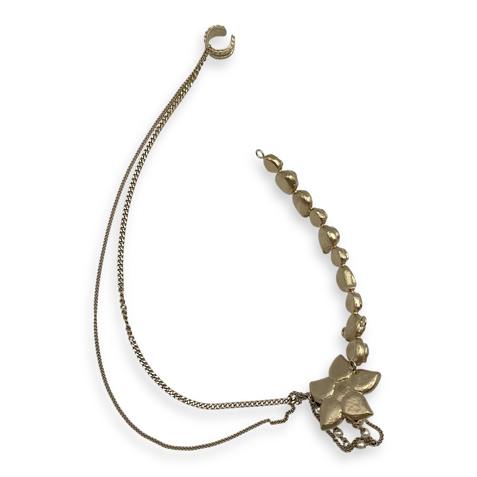 12A Paris-Bombay Flower Yellow Headpiece in Resins, Pearls, Gold hardware