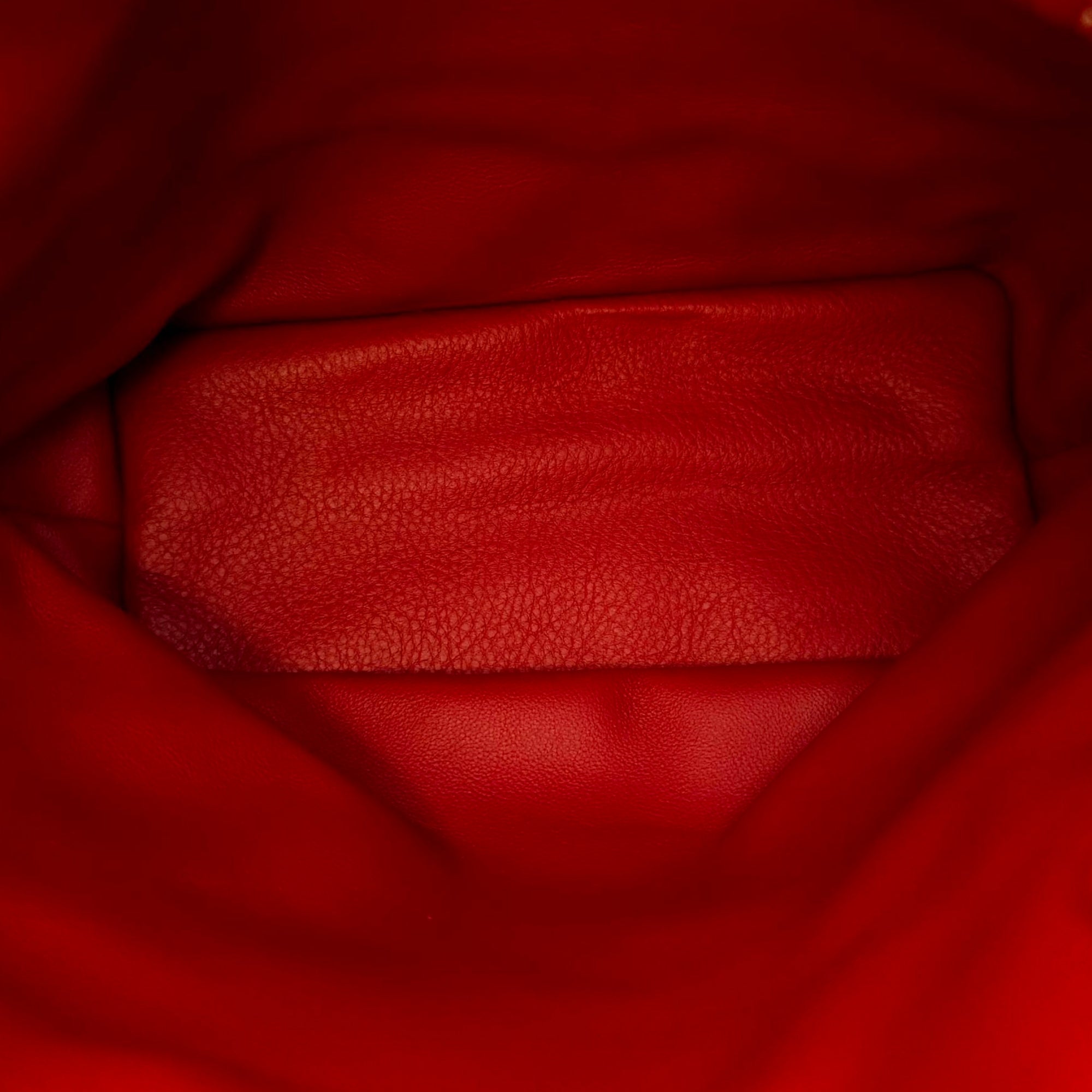 Anjou Mini Red Shoulder Bag in Coated Canvas, Silver hardware