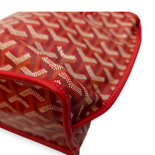 Anjou Mini Red Shoulder Bag in Coated Canvas, Silver hardware