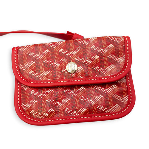 Anjou Mini Red Shoulder Bag in Coated Canvas, Silver hardware