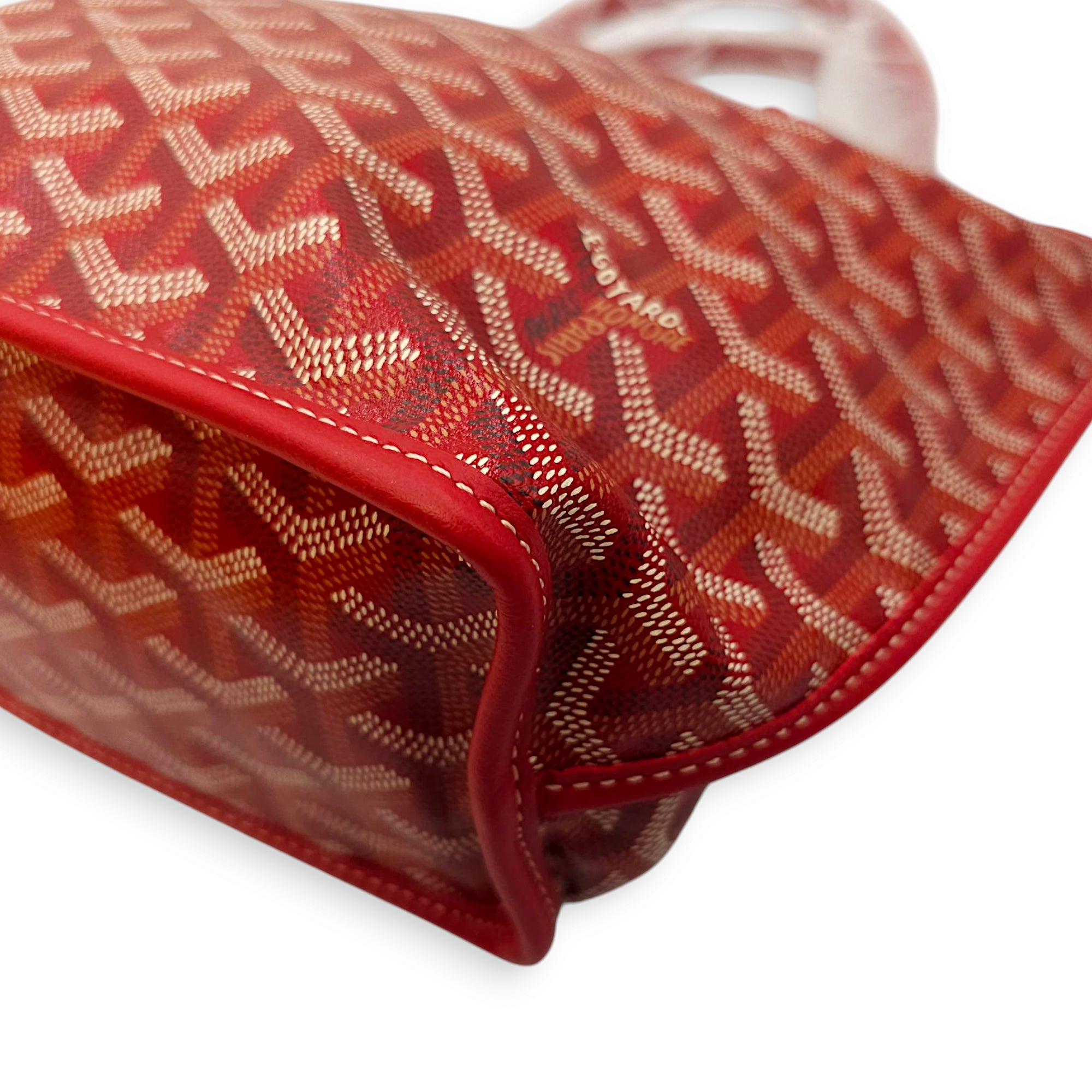 Anjou Mini Red Shoulder Bag in Coated Canvas, Silver hardware