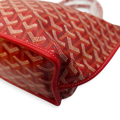 Anjou Mini Red Shoulder Bag in Coated Canvas, Silver hardware