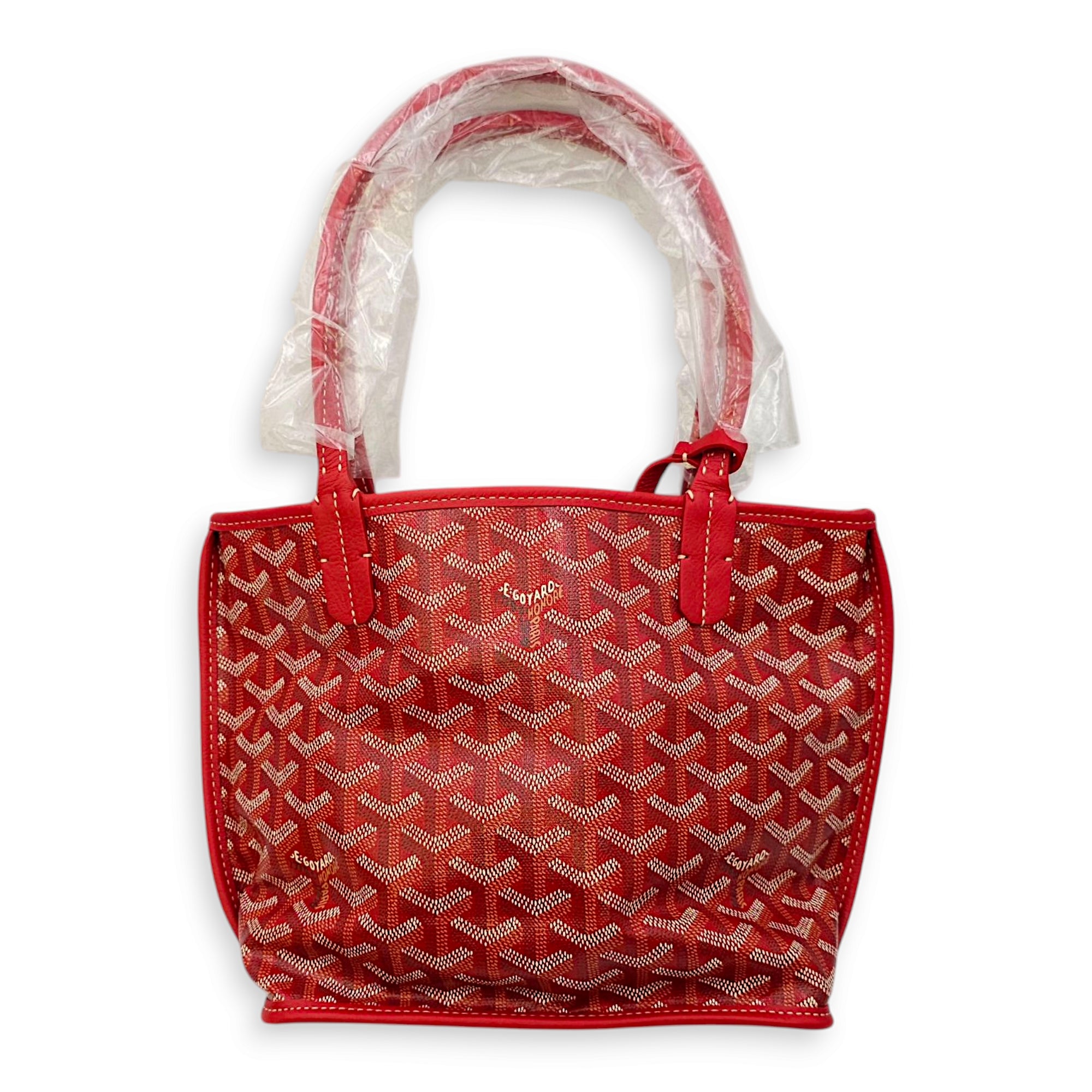 Anjou Mini Red Shoulder Bag in Coated Canvas, Silver hardware