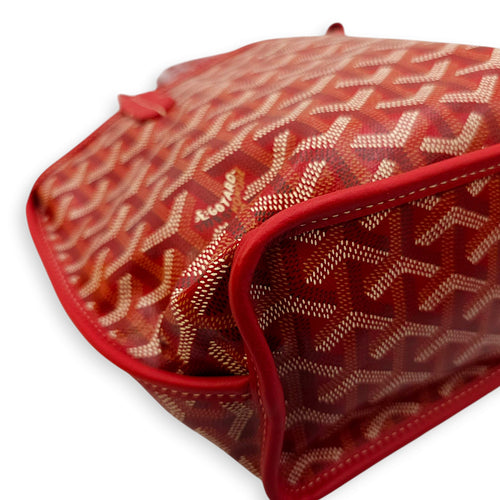 Anjou Mini Red Shoulder Bag in Coated Canvas, Silver hardware