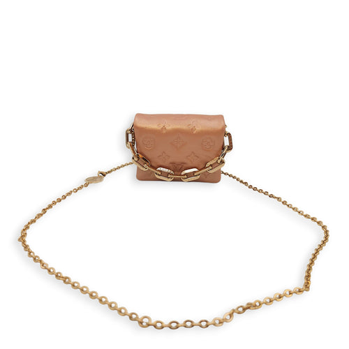 Coussin 13.5x10.5x2cm Gold Belt Bag in Empriente Leather, Gold hardware