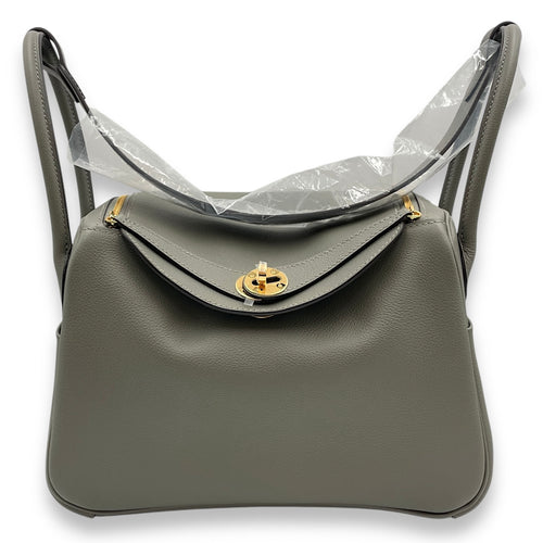 Lindy 26 Gris Meyer in Evercolor, Gold hardware