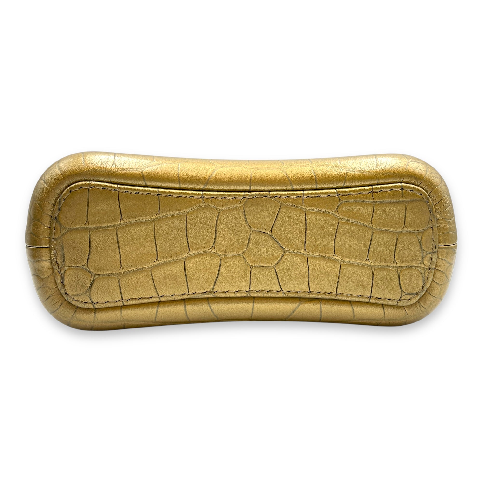 Gabrielle Small Gold Crossbody Bag in Croc Embossed Calf, 3-Tone hardware