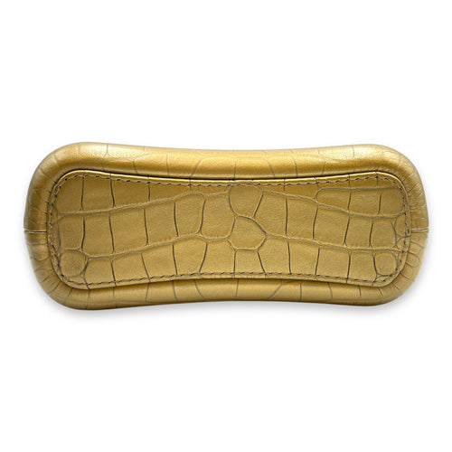 Gabrielle Small Gold Crossbody Bag in Croc Embossed Calf, 3-Tone hardware