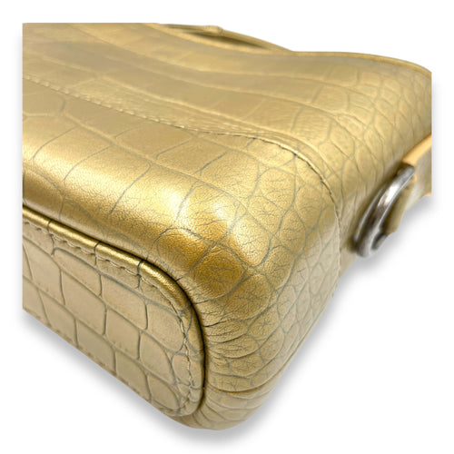 Gabrielle Small Gold Crossbody Bag in Croc Embossed Calf, 3-Tone hardware
